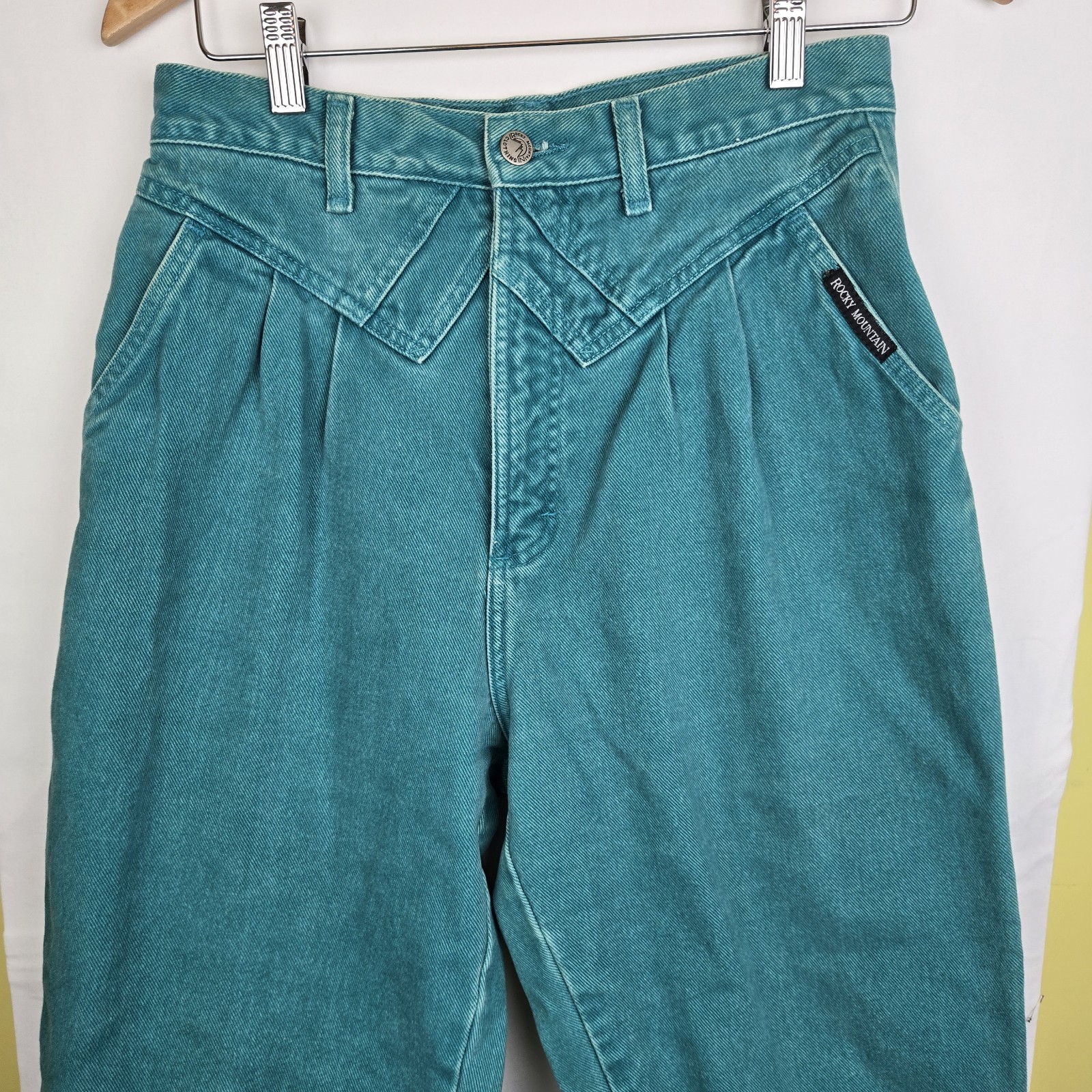 VTG Women’s Teal Denim Rocky Mountain Jeans Sz 11/12 1990s Rockies Bareback