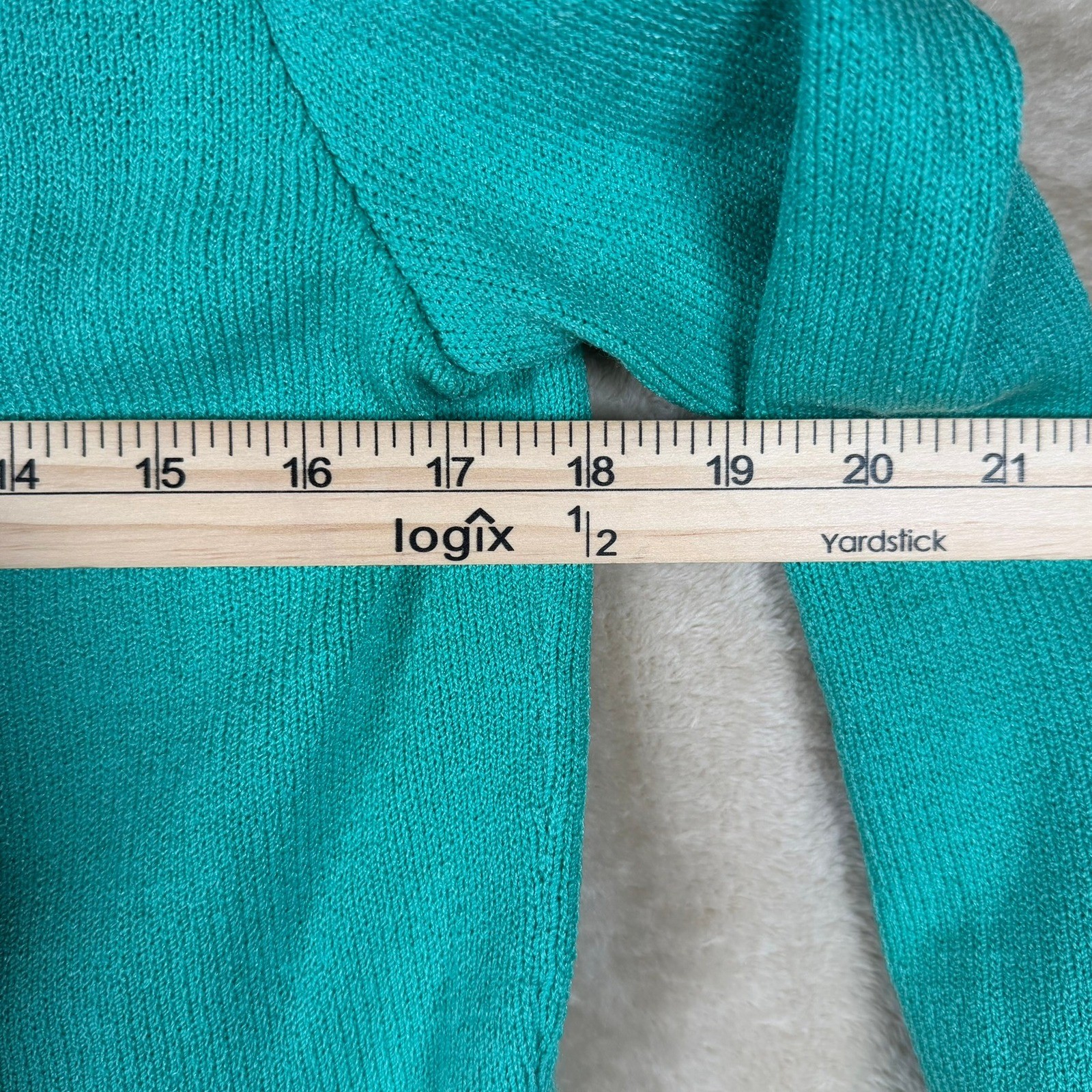 J.S.S. Vintage Teal Green Wool Blend Knit Cardigan Jacket Black Gold Trim Small