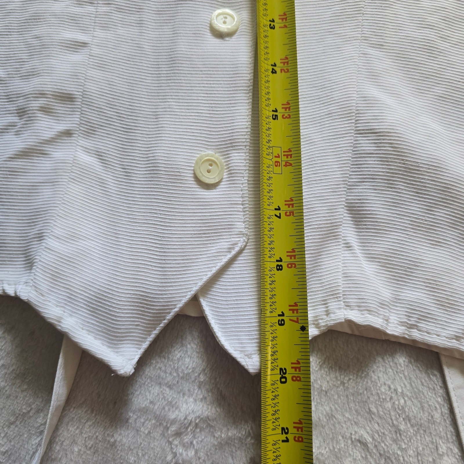 Vintage You Nique Off White Textured Button Up Blouse Waist Tie USA Medium