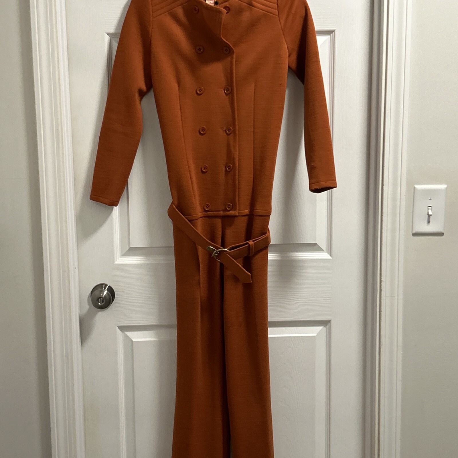 Vintage 70s jumper burnt orange color Chuck Howard boutique damage see DAMAGE