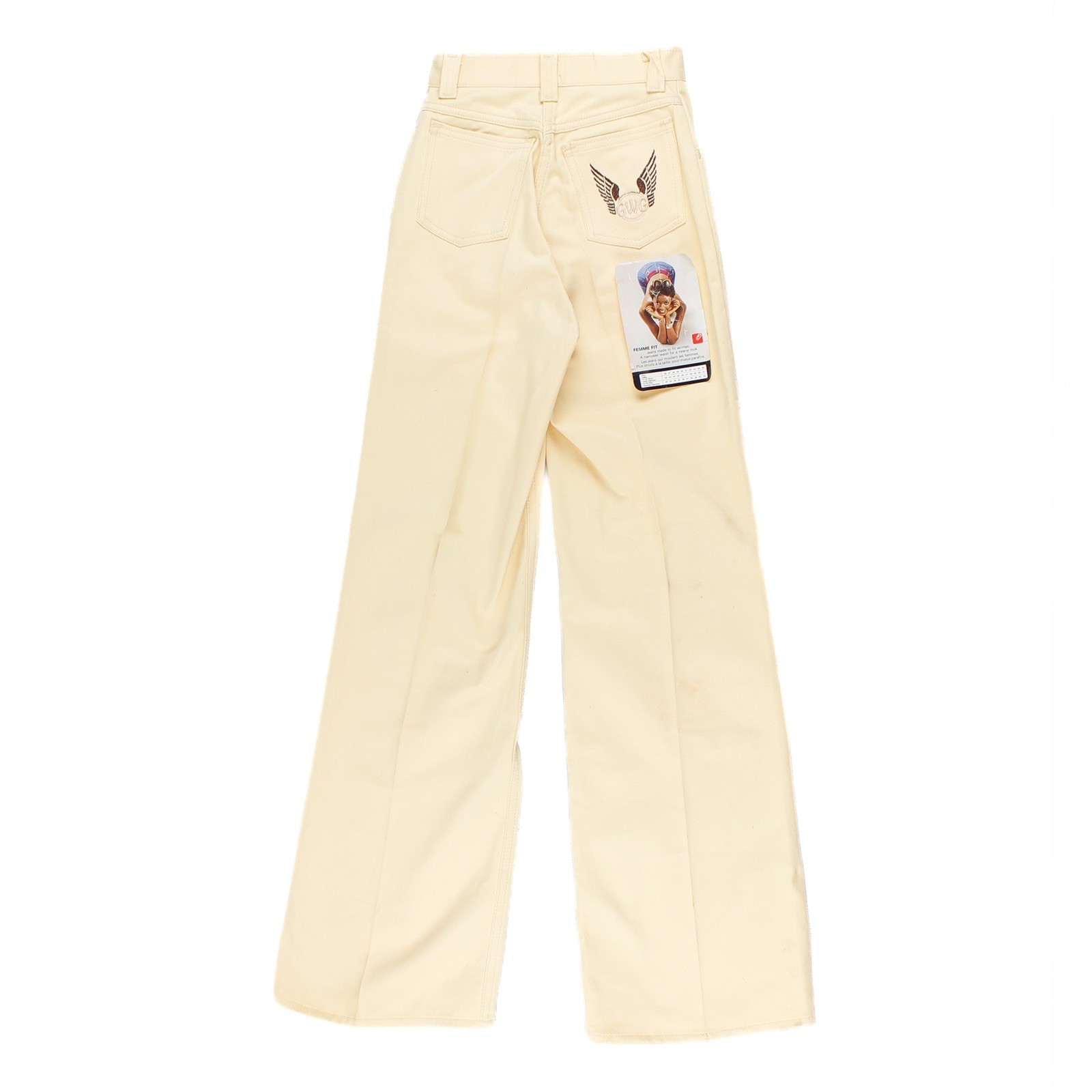Vintage 70s Flare Pants Butter Yellow NWT Deadstock 22×31