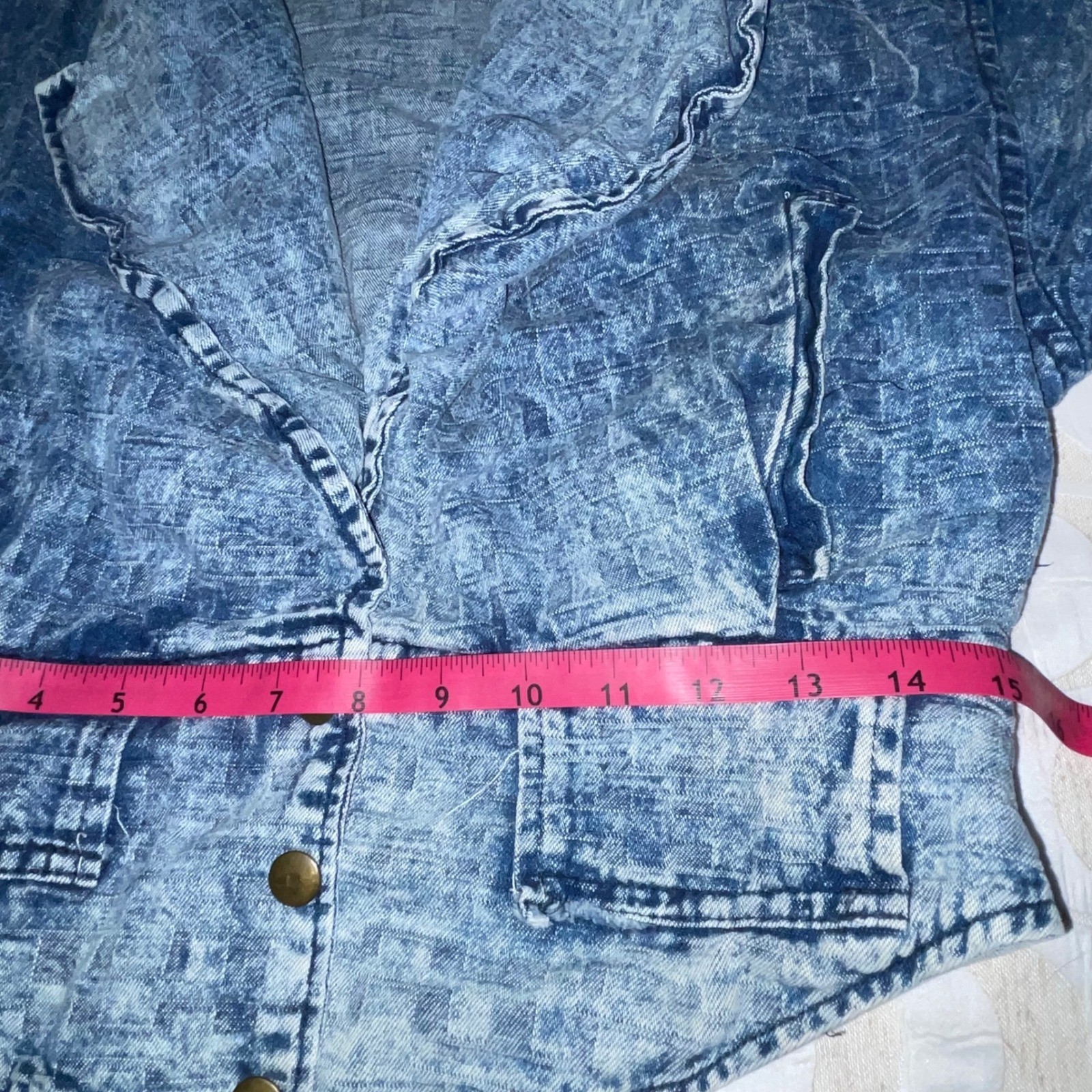 80s Paris Blues Acid Wash Denim 2 pc skirt & jacket Talon 42 Zip Puff Sleeve