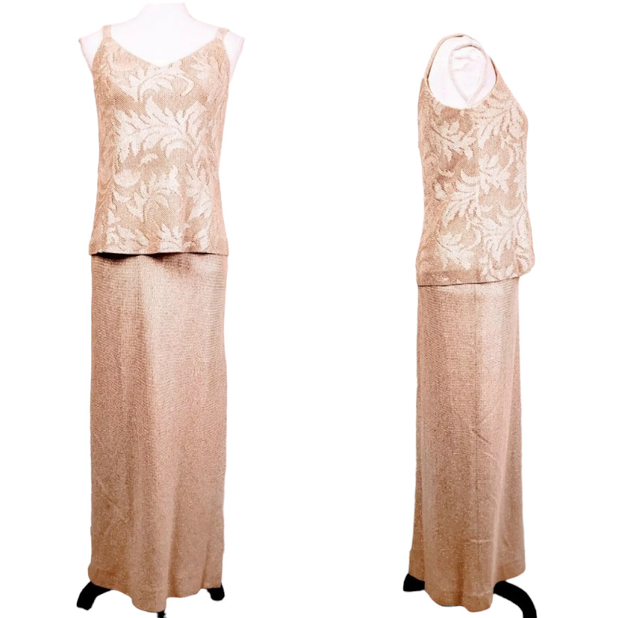 EN FRANCAIS by HUEY WALTZER Cocktail Dress, Gold Vintage Sleeveless Glittery, 8