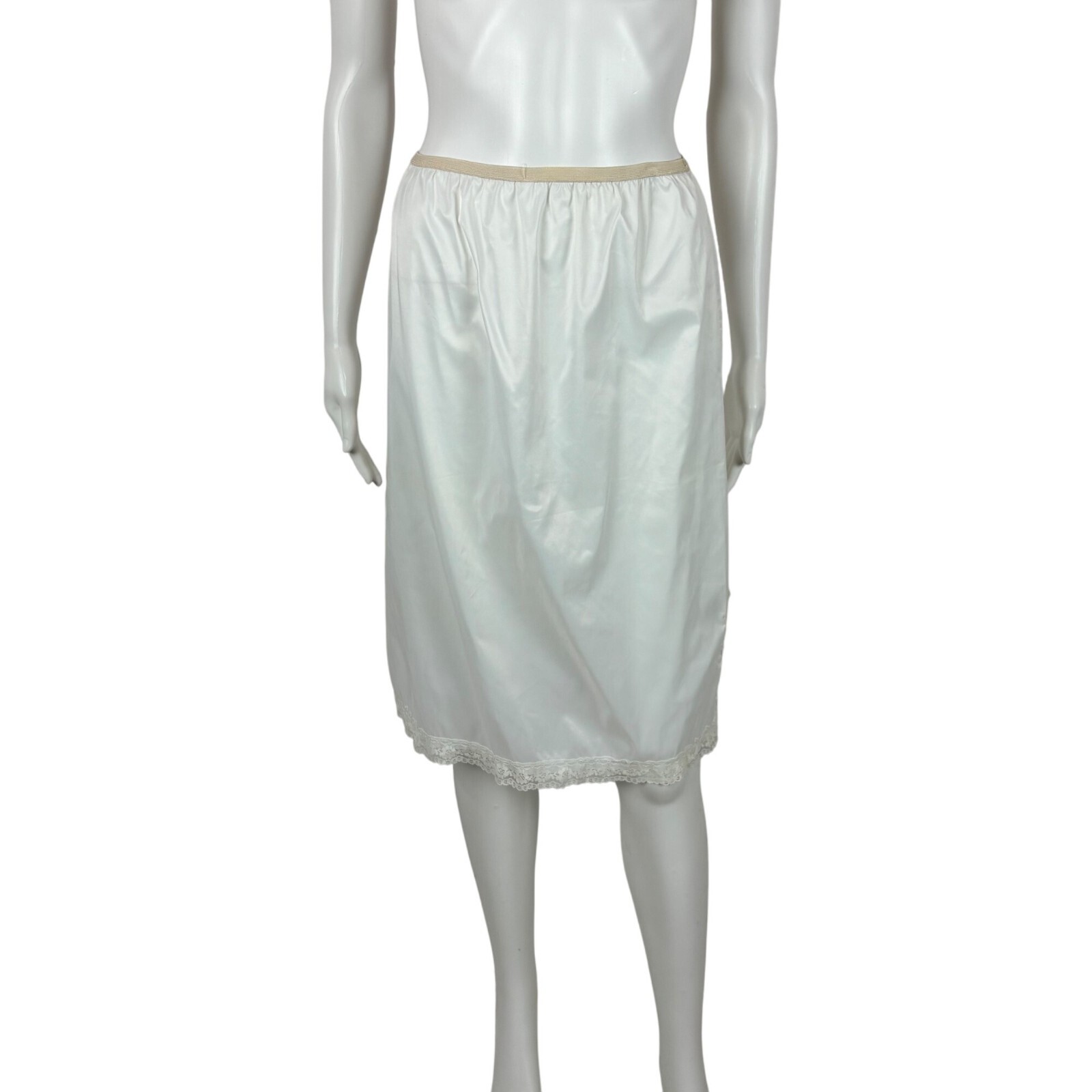 Vintage Half Slip Women’s Small White Lingerie Skirt Lace Side Slit Monsanto
