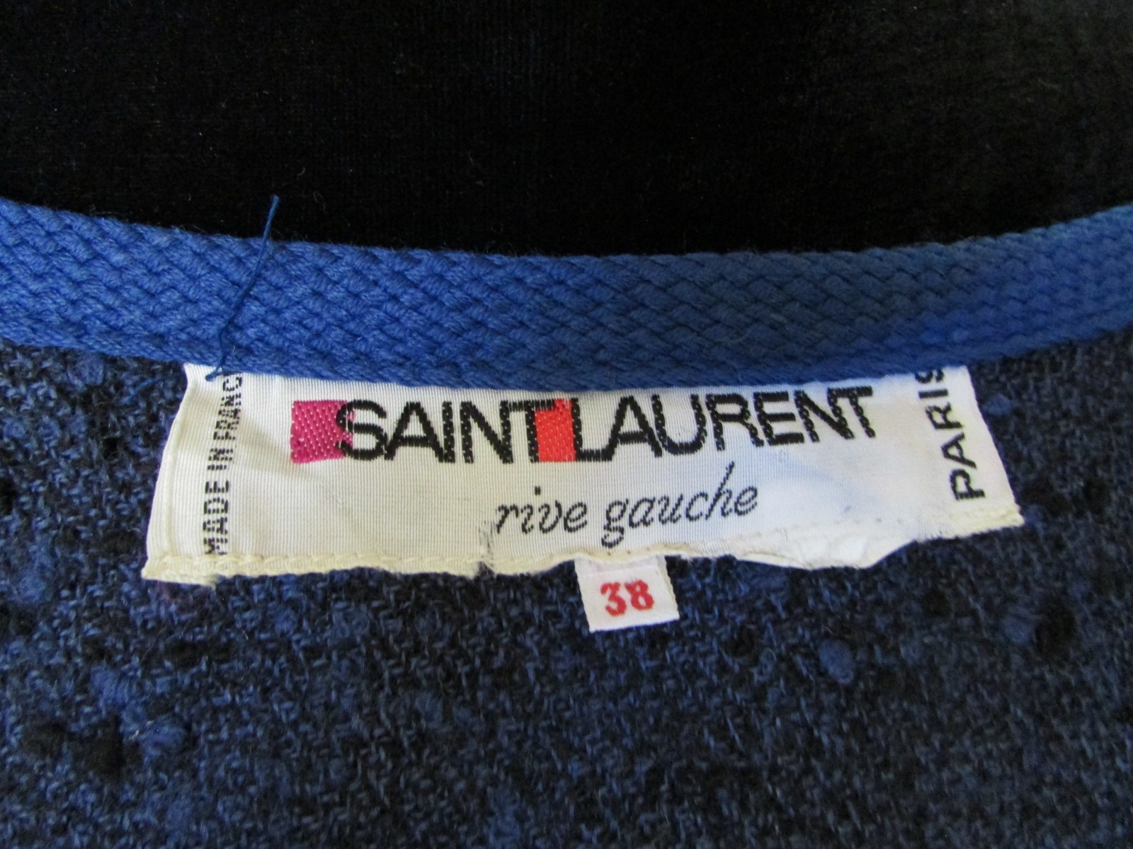 VTG 70’s Yves Saint Laurent Rive Gauche Blue Wool Cape Coat Made in France Sz 38