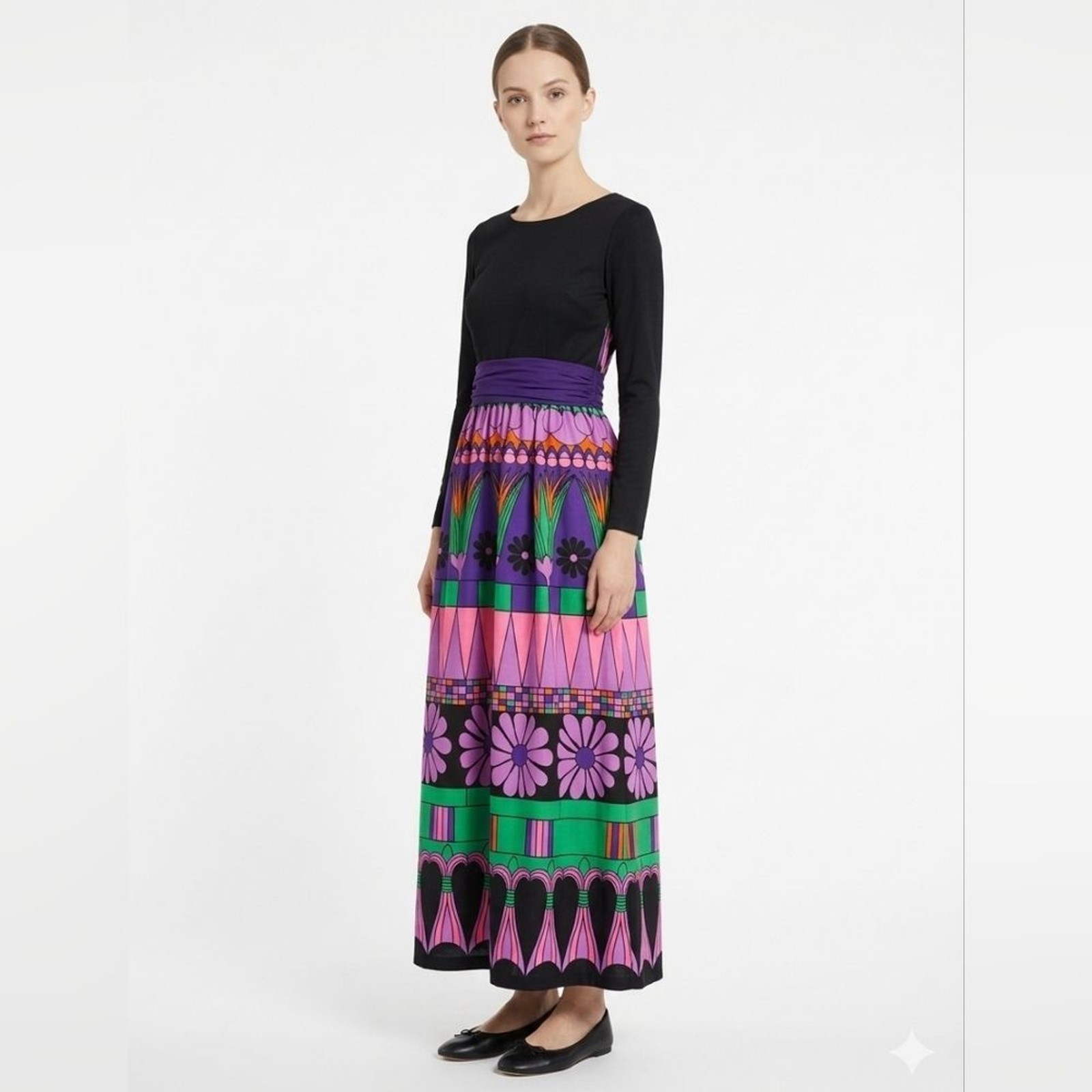 Vtg Tori Richard Honolulu Maxi Dress Size 10 70s Boho Graphic Graphic Floral