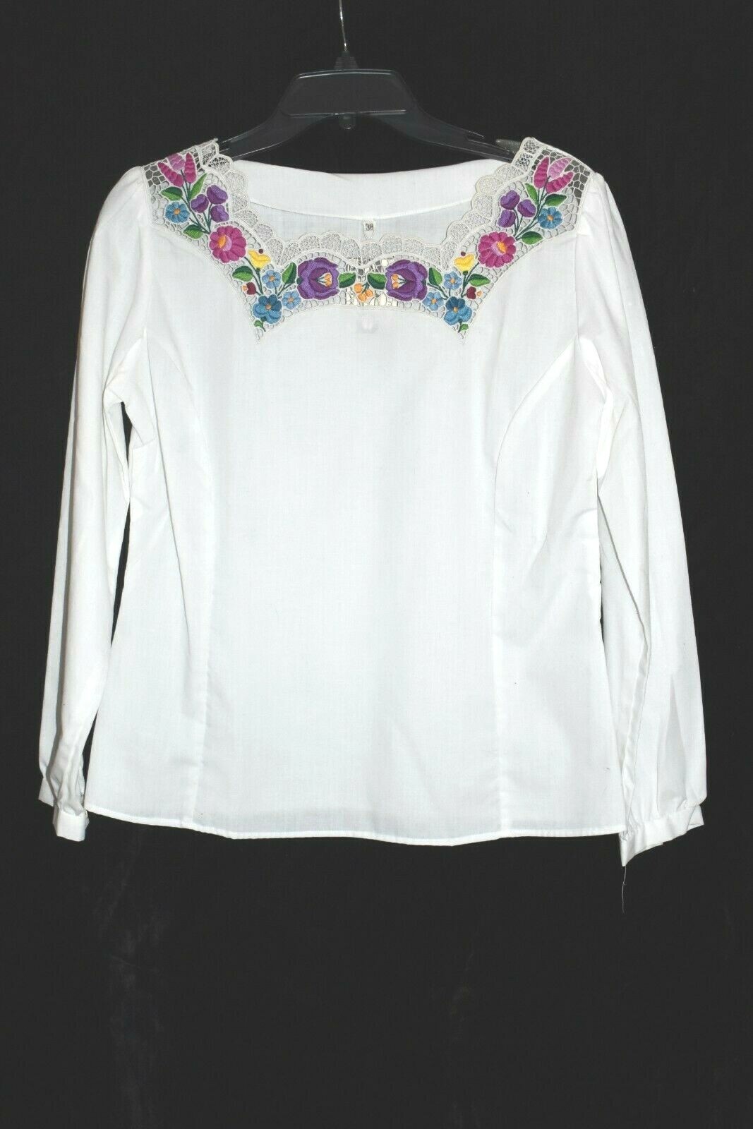 Vintage HUNGAROCOOP Hungarian Folk Embroidered Blouse sz 38 (M) UNWORN w/Tag