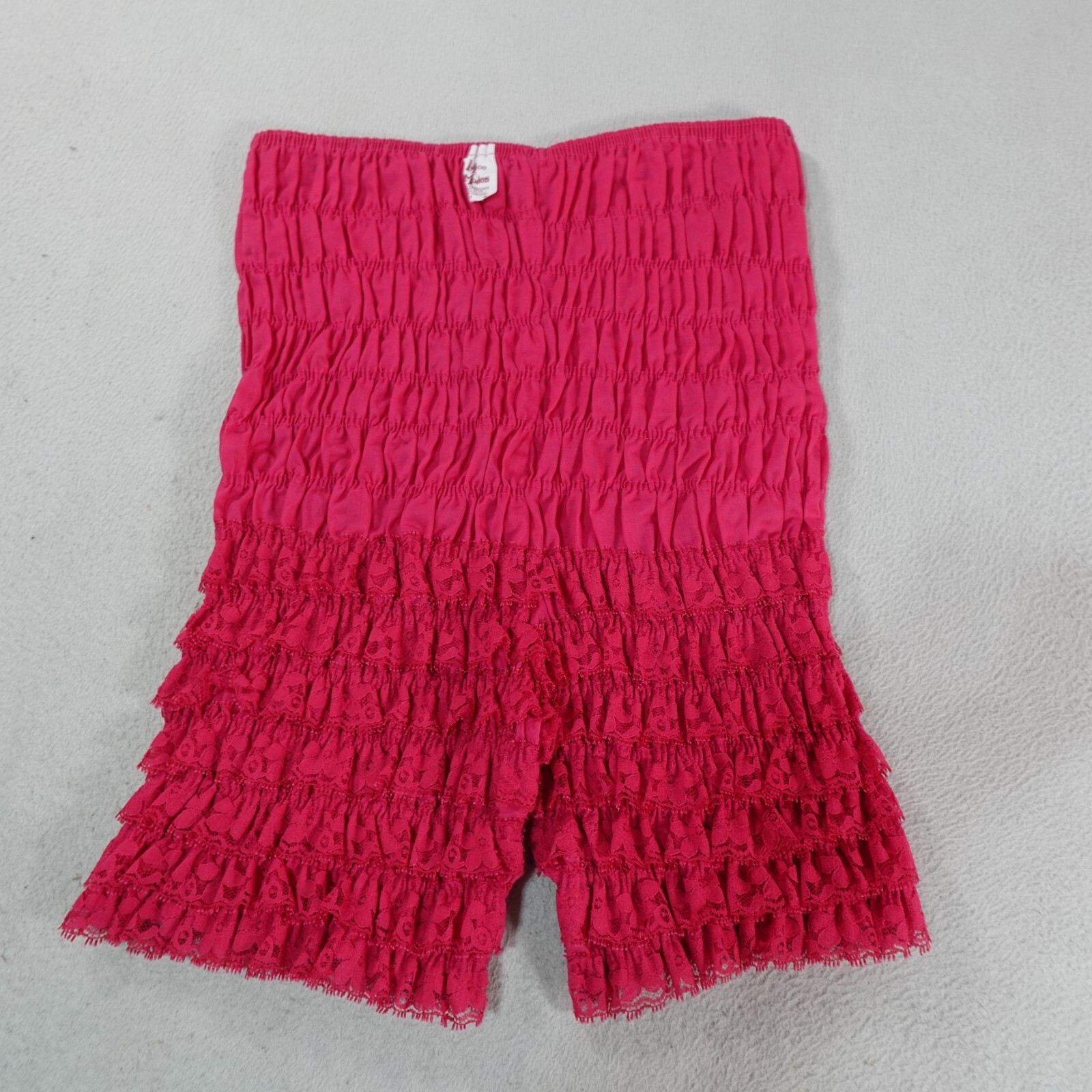 Vintage Malco Modes Bloomer Shorts Womens Medium Red Lacy Ruched Square Dance