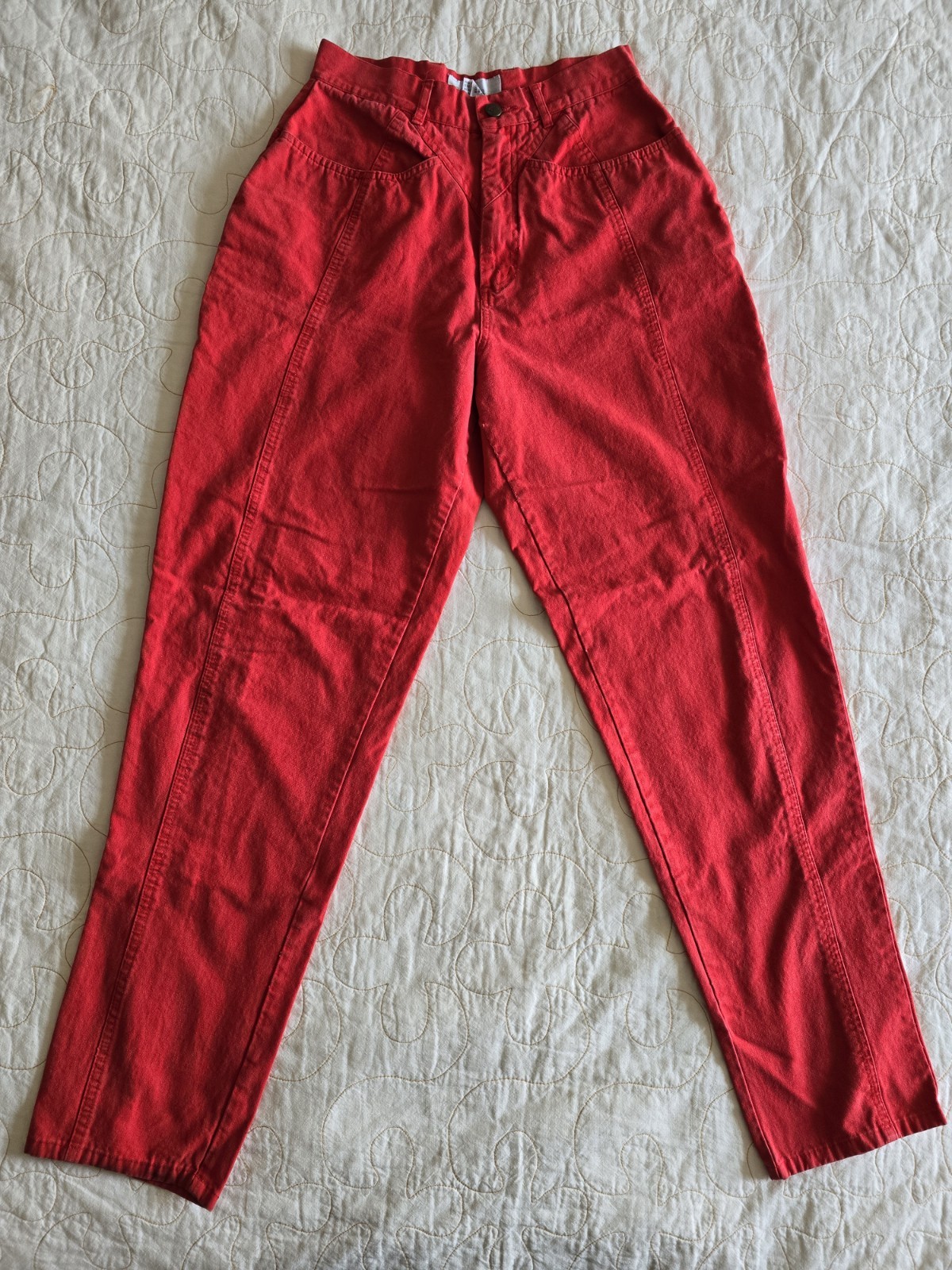 Vintage 80s 90s Red Mom Jeans Womens XS Small High Waisted 25/26 Inch Waist
