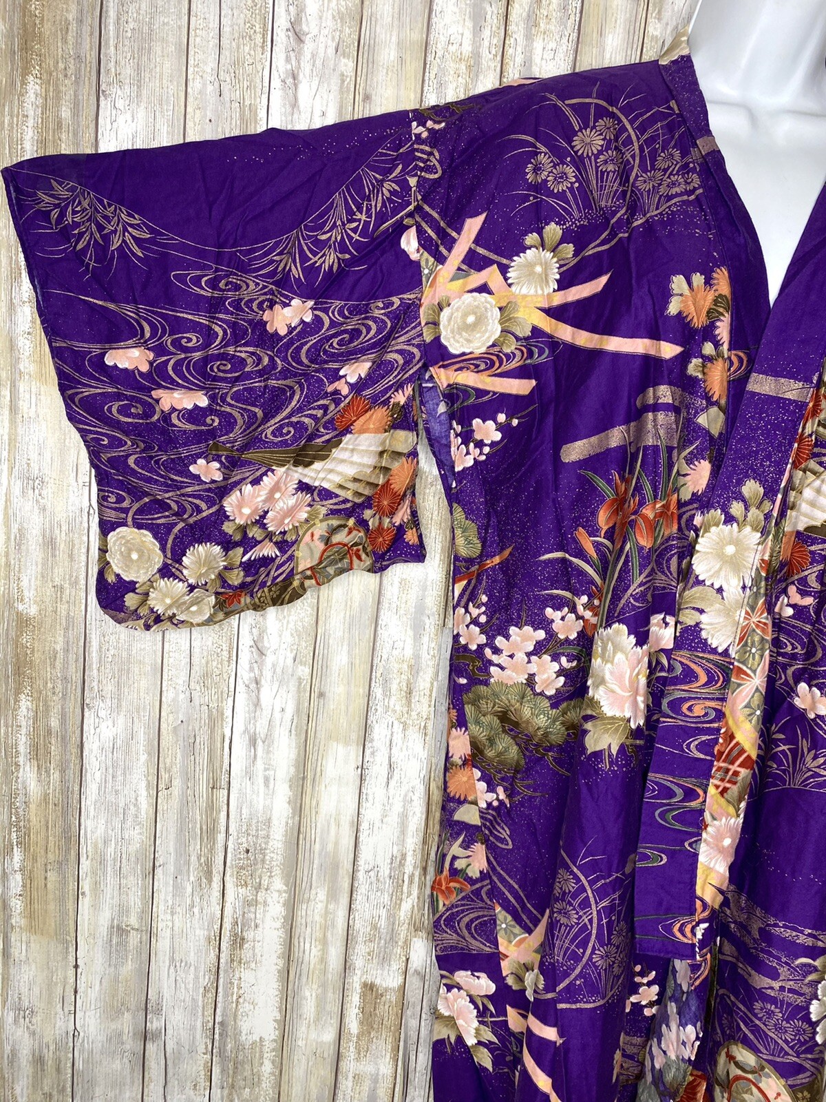 VTG Ichiban Kimono Robe Novelty Print Floral Jacket House Coat Lounge