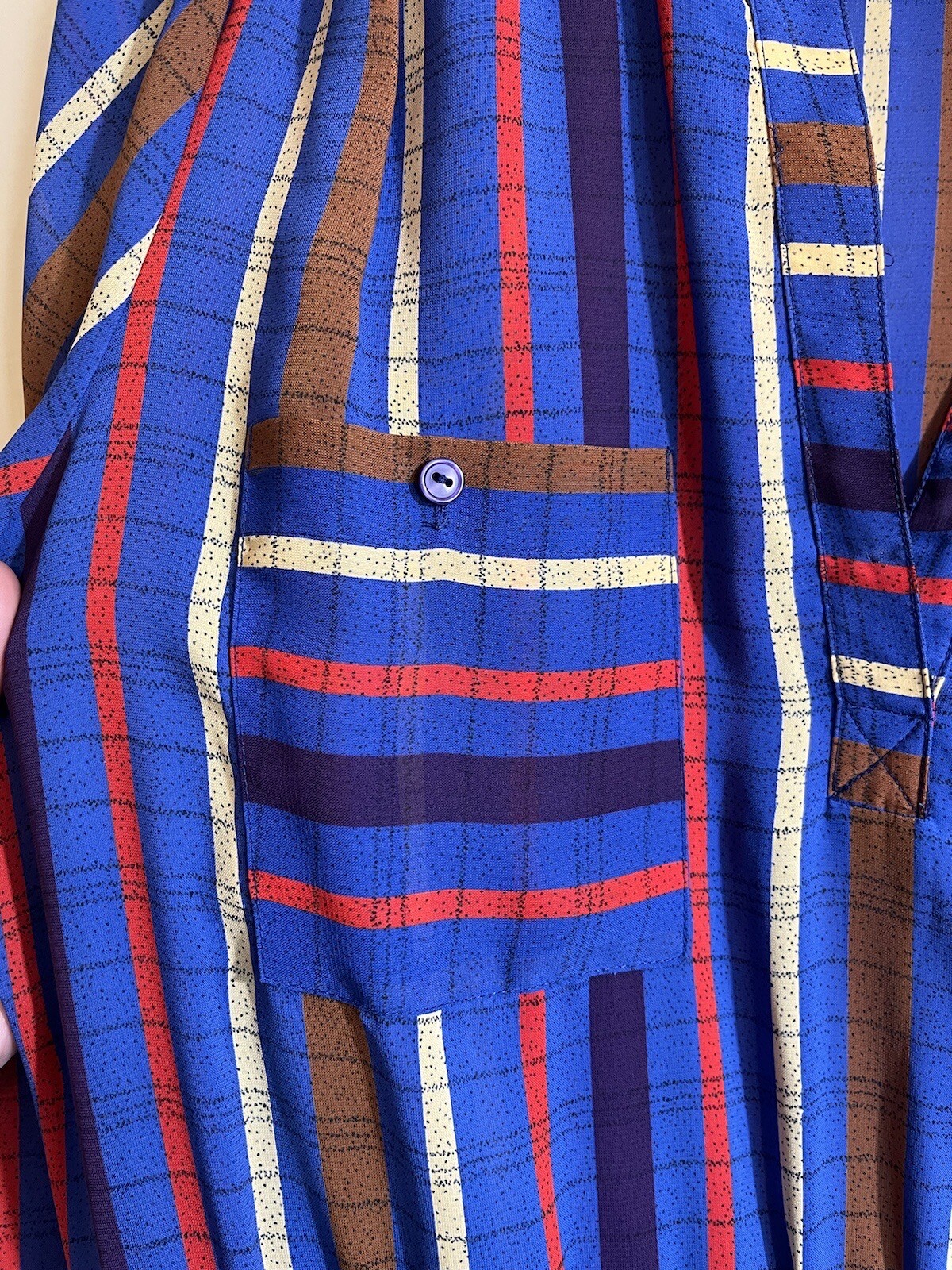Vintage 1980s Samantha Stevens Petites Dress 10 / M Blue Striped Long Sleeves