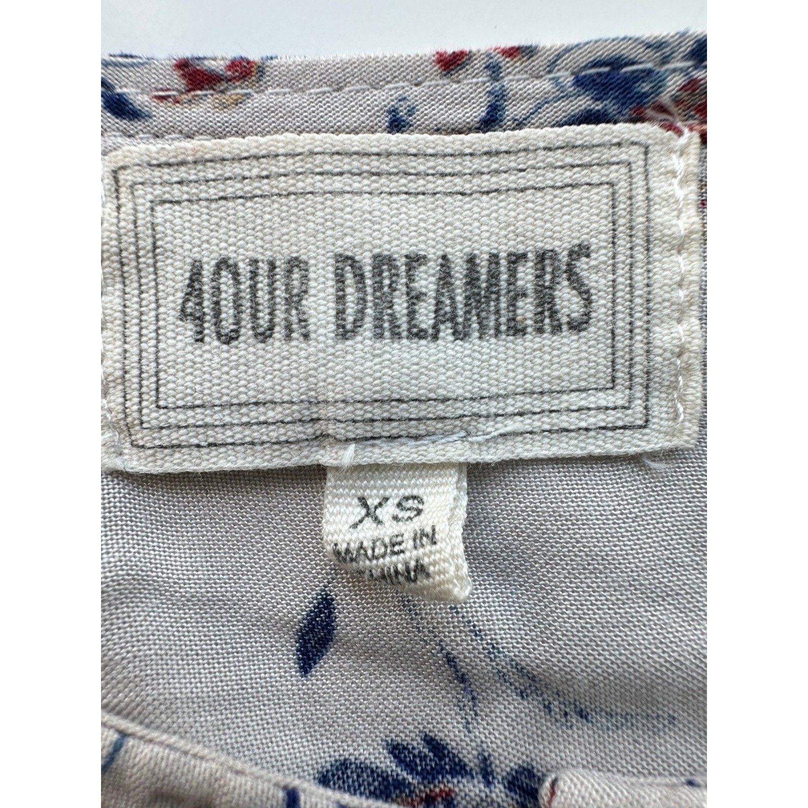 4our Dreamers Cream Floral Boho Peasant Top Romantic Prairie Cottagecore XS