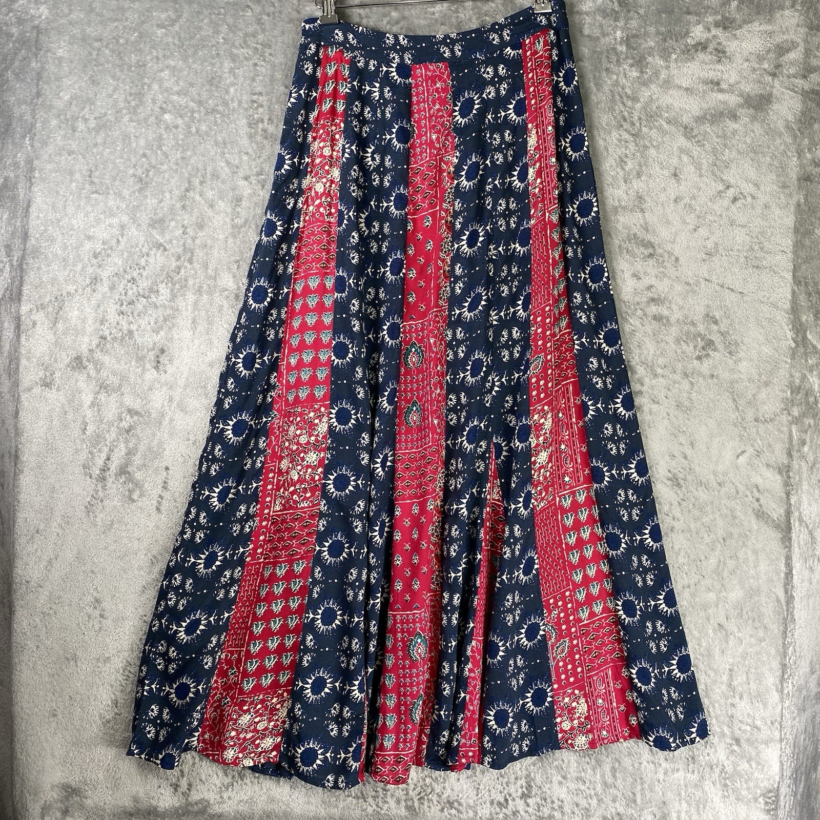 Natural Life Skirt Womens Sz M Floral Mix It Up Patchwork Maxi Boho Artsy Hippie