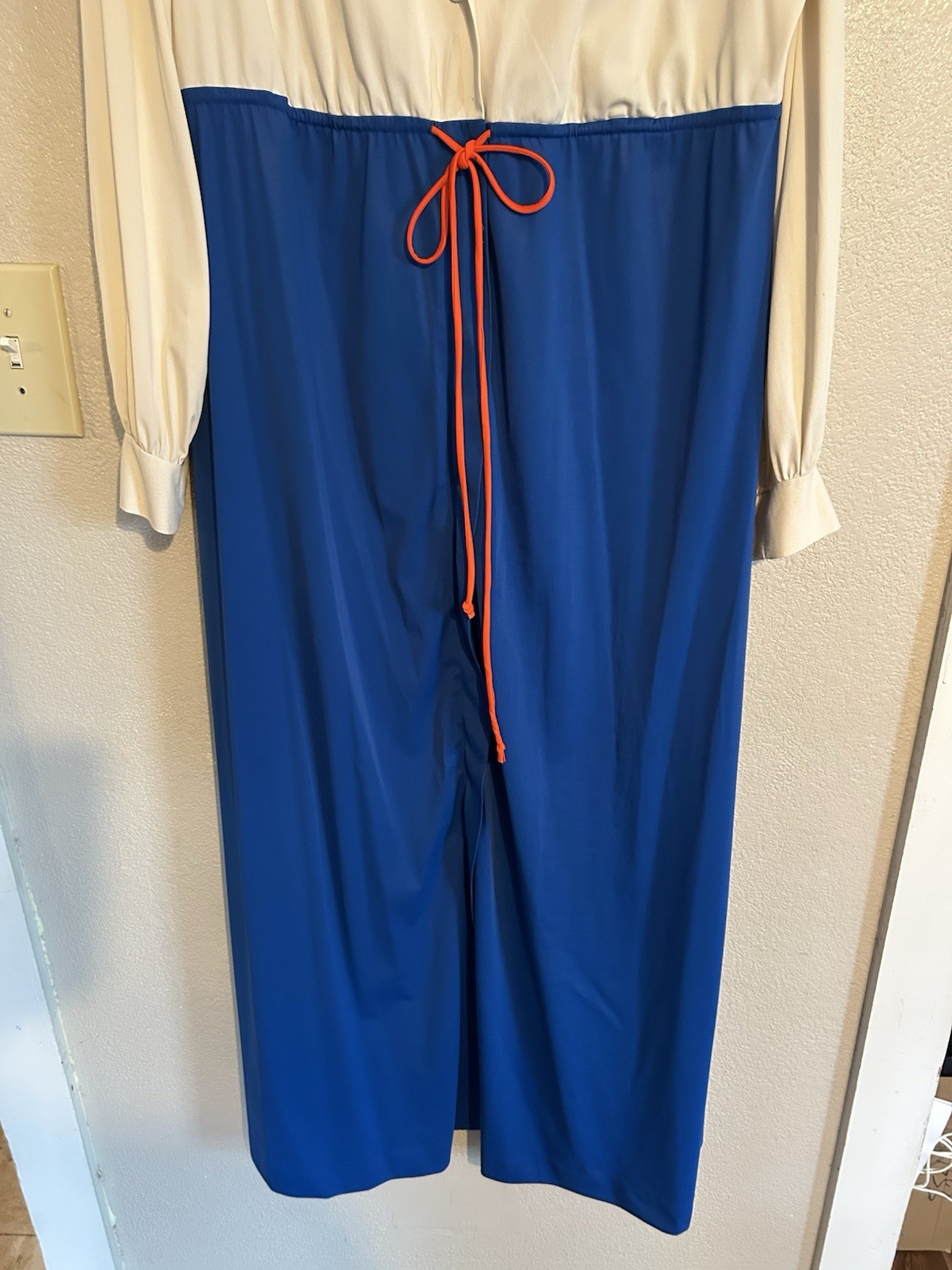 1970s Penney’s Loungewear Dress Robe Size Large Medium White Blue As Is Vintage