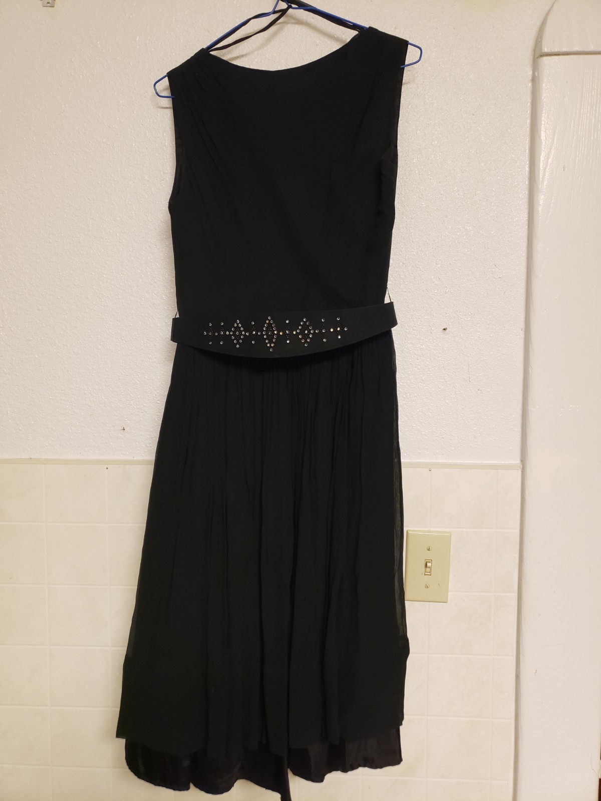 Vintage 1950s Dress Sleeveless Black Flare Skirt R & K Originals Semi Formal Sm