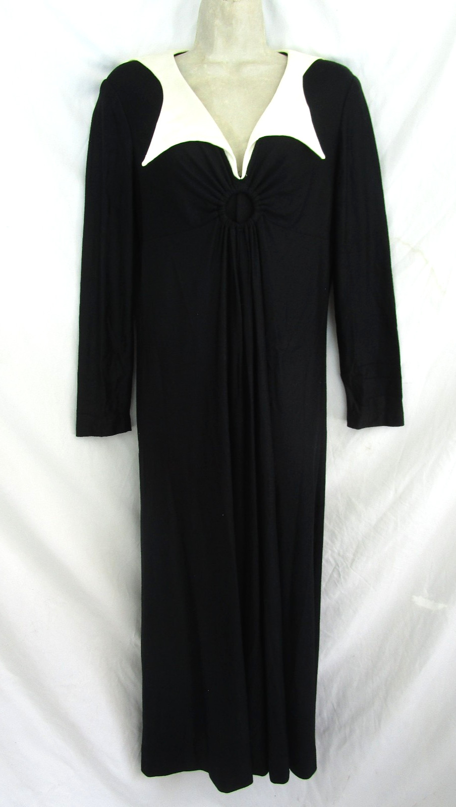 Vtg Goth Hostess Wednesday Peekaboo Keyhole Black Maxi Party Dress Handmade Gown