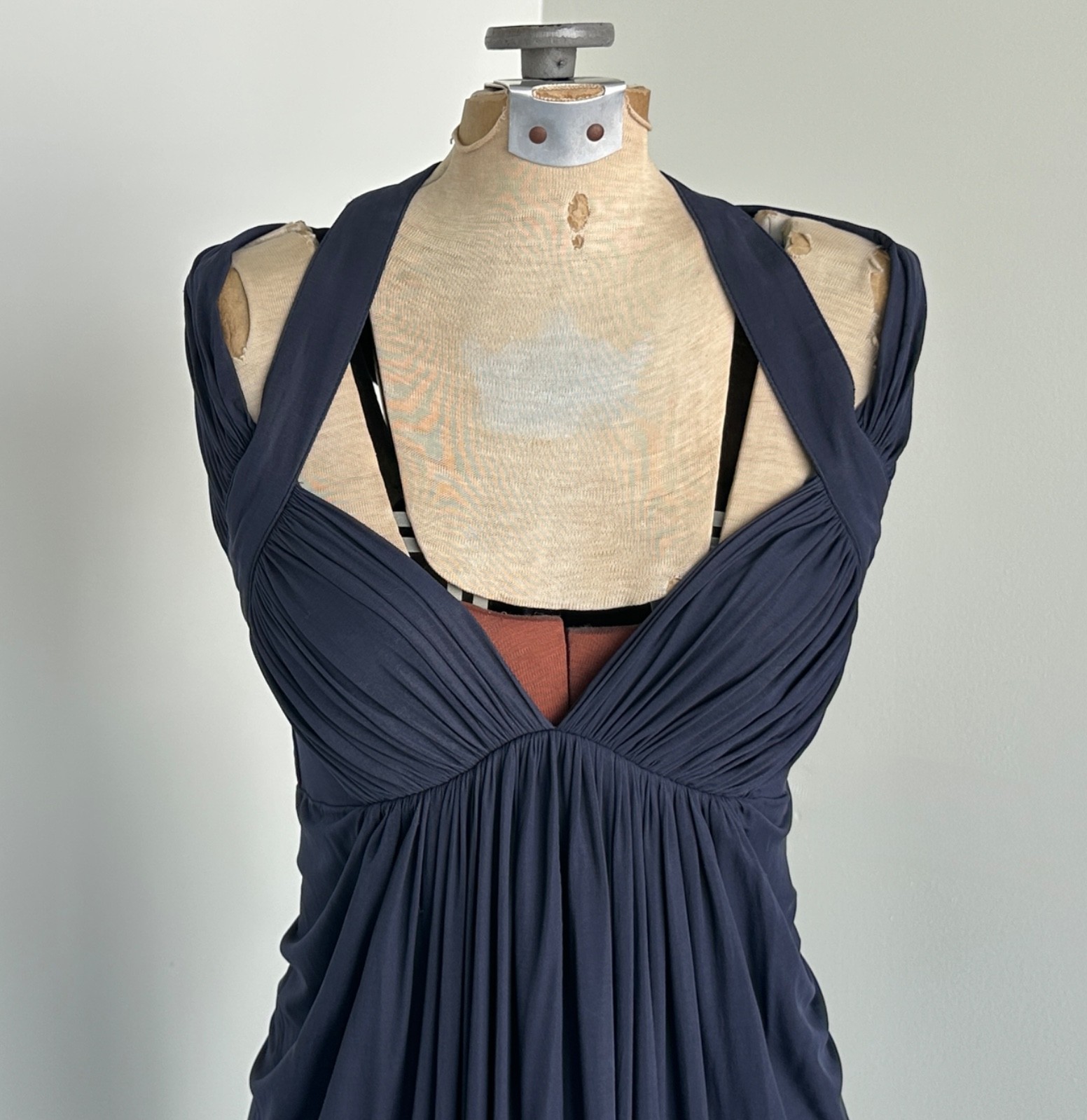 Donna Karan Collection Silk 90s Sheath Dress Medium Vintage DKNY Draped Dress