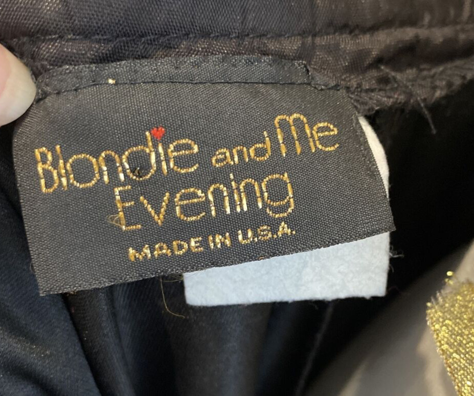 Vintage Blondie and Me Little Black Cocktail Dress USA 5/6 Chiffon Beaded Party