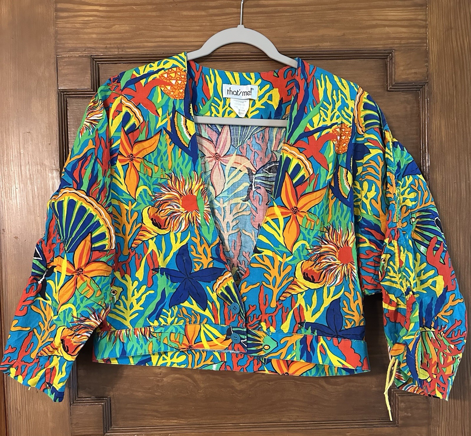 Vintage That’s Me Light Jacket Adjustable Sleeve Tropical Print Coastal Grandma