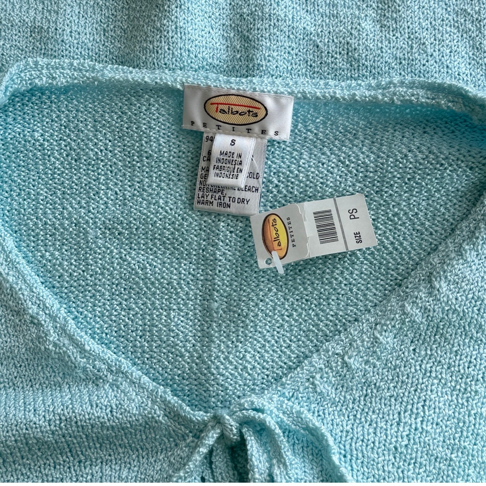 Vintage Light Blue Tie-Front Knit Cardigan Sweater Womens Size Small 90s Talbots