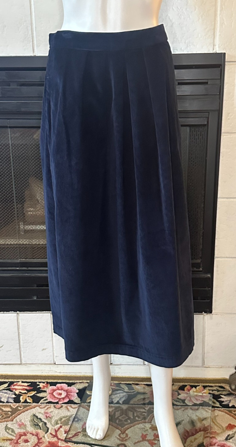 Vtg Calvin Klein Blue Corduroy Straight Below Knee Skirt Slit size 12