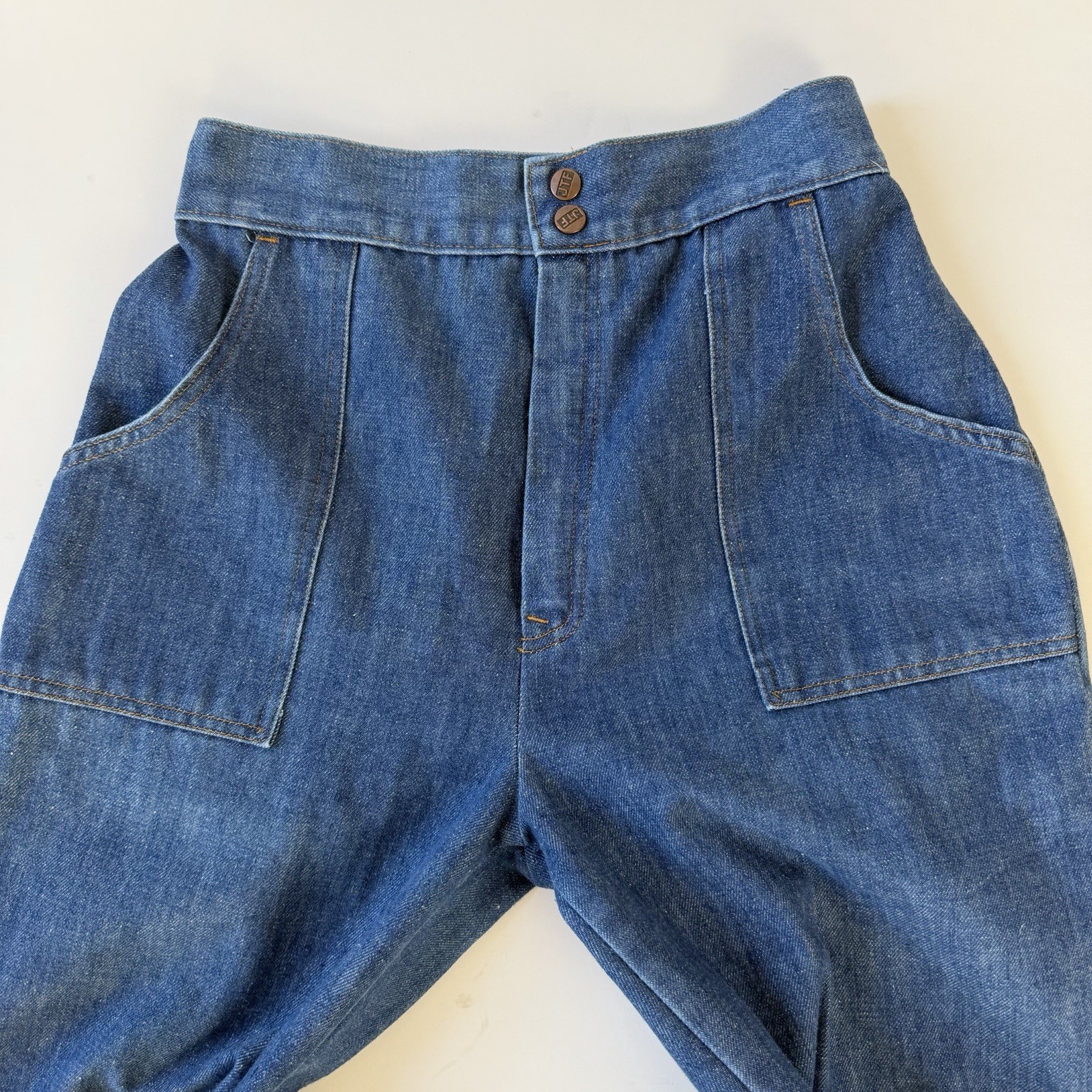 Vintage 70s Sears Jeans That Fit High Waist Wide Leg Elastic Back M