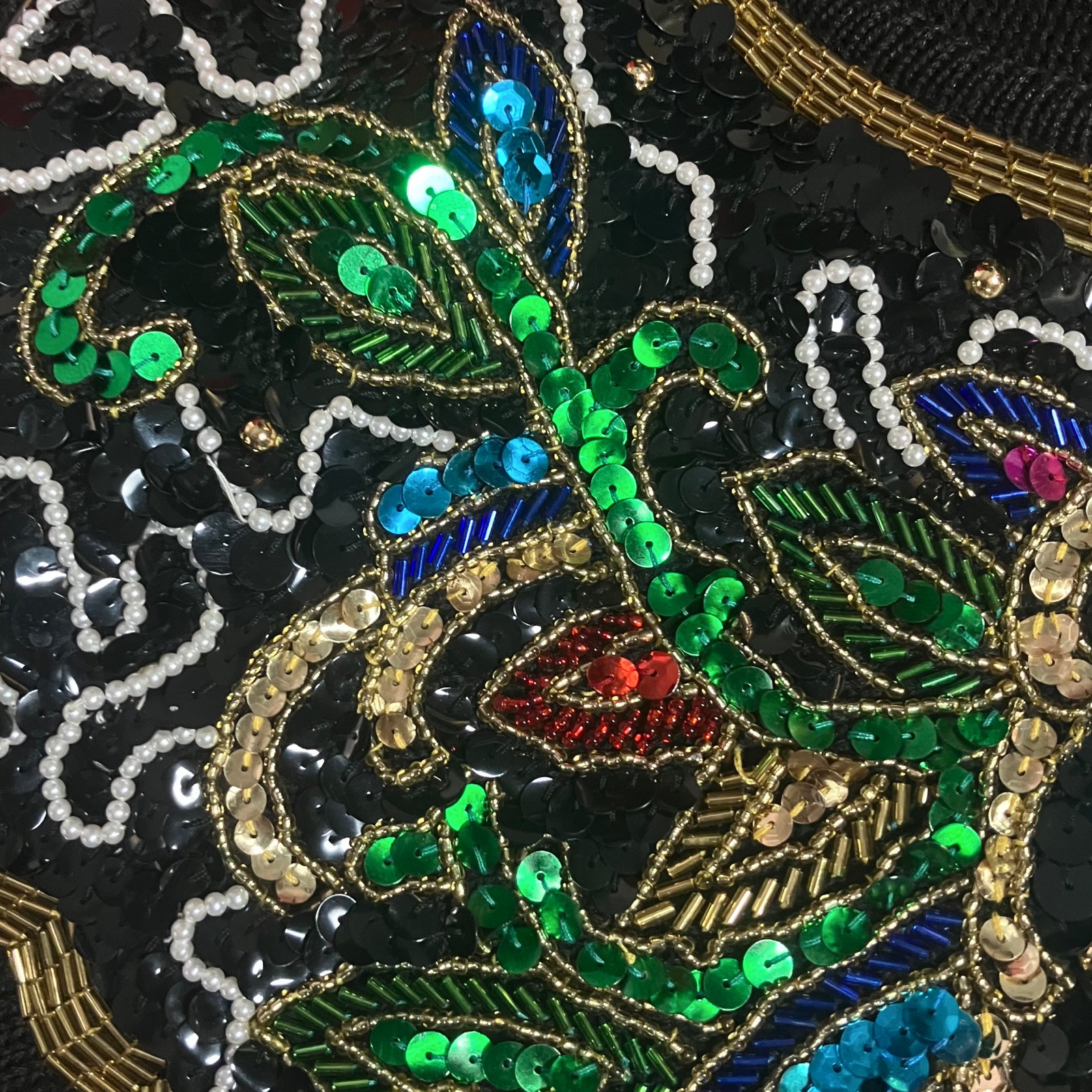 Vintage 80s Heavily Beaded Sequin Sweater. M/L. Black, Colorful, Gold Maximalism