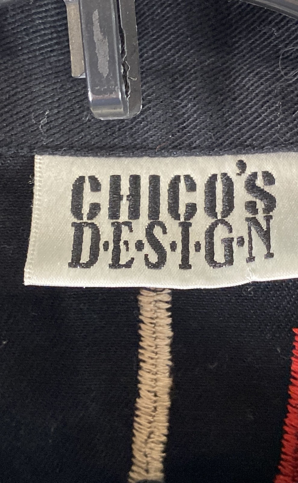 Vintage 90s Chico’s Design Women’s Embroidered Cotton Art Wear Jacket Black Sz 1
