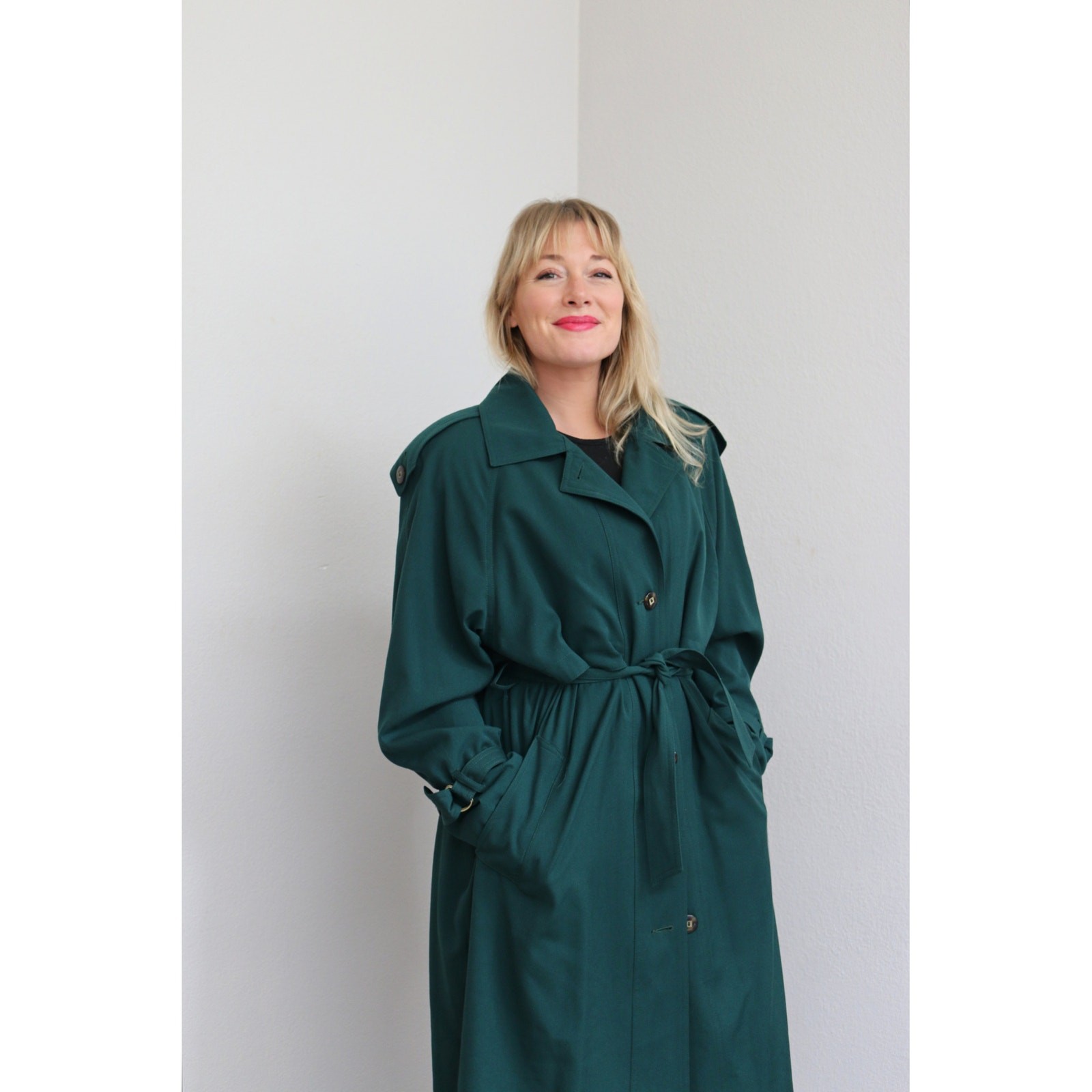1980’s Vintage Classic Evergreen Full Length Belted Trench Coat ~ Women’s MD LG