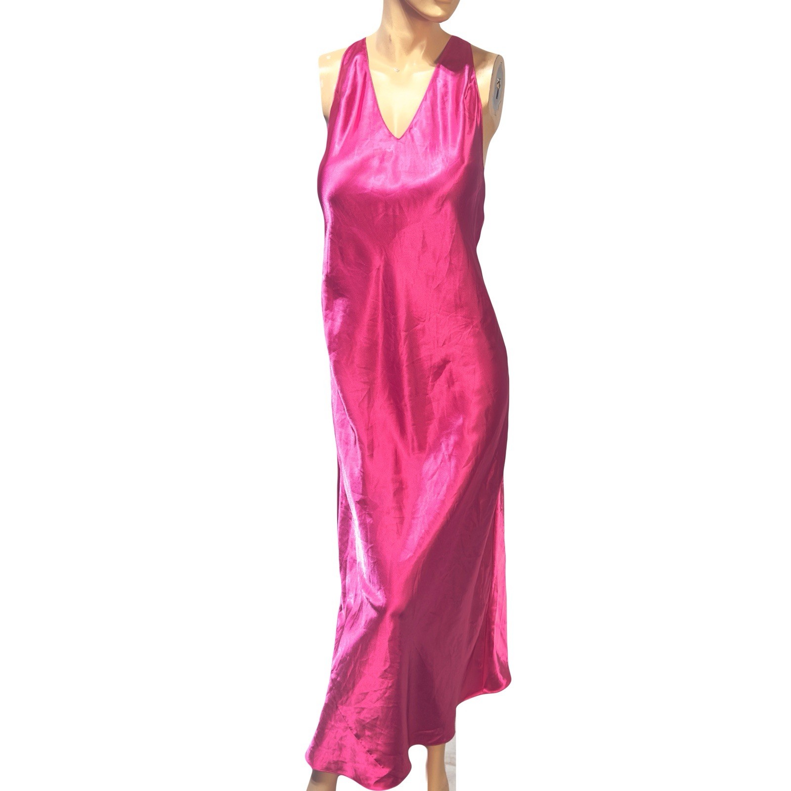 Fredericks of Hollywood Vintage Y2K Pink Satin Maxi Negligee Slip Dress Size M