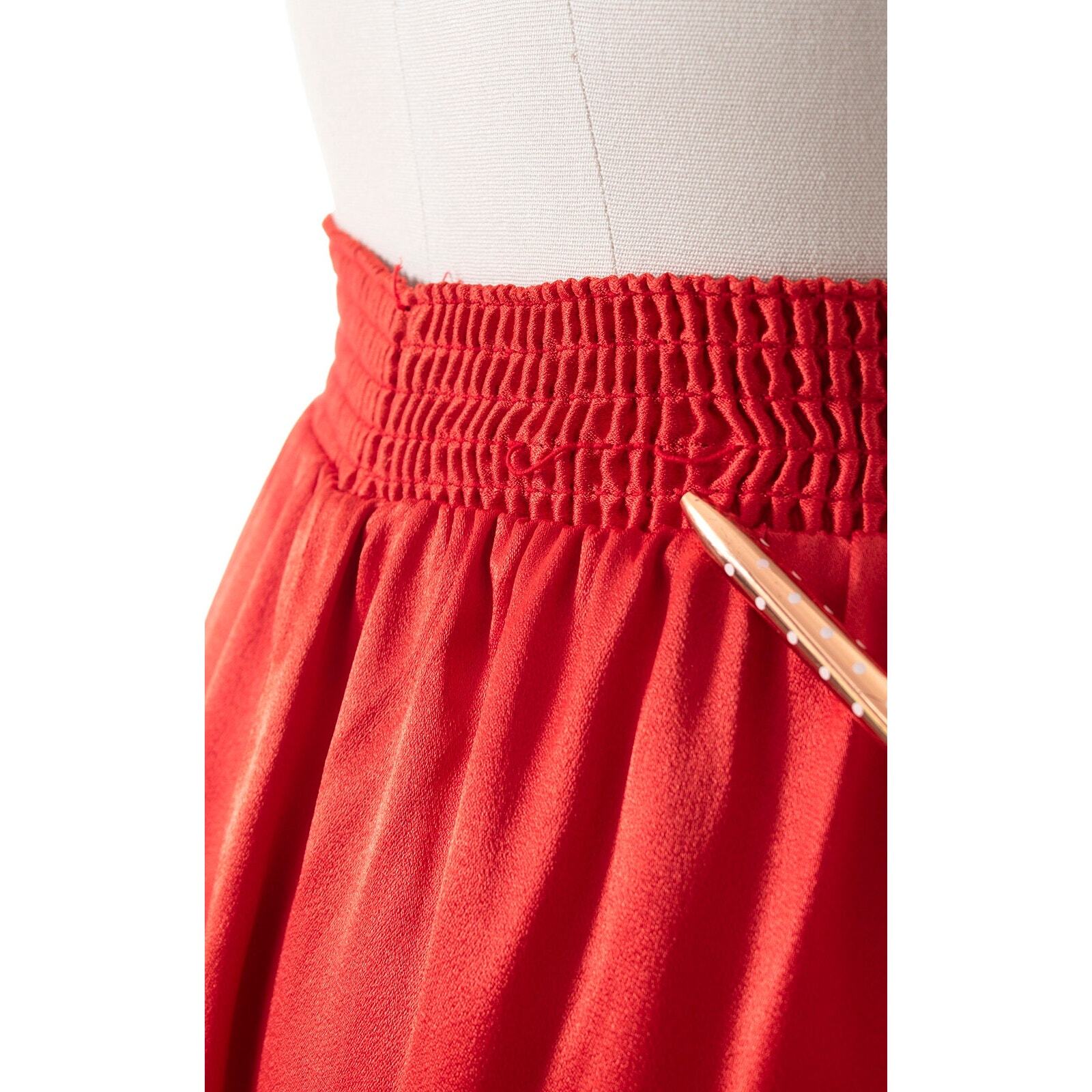 Vintage 1970s Dress Pants 70s Red Satin High Waist Wide Leg Studio 54 Trousers