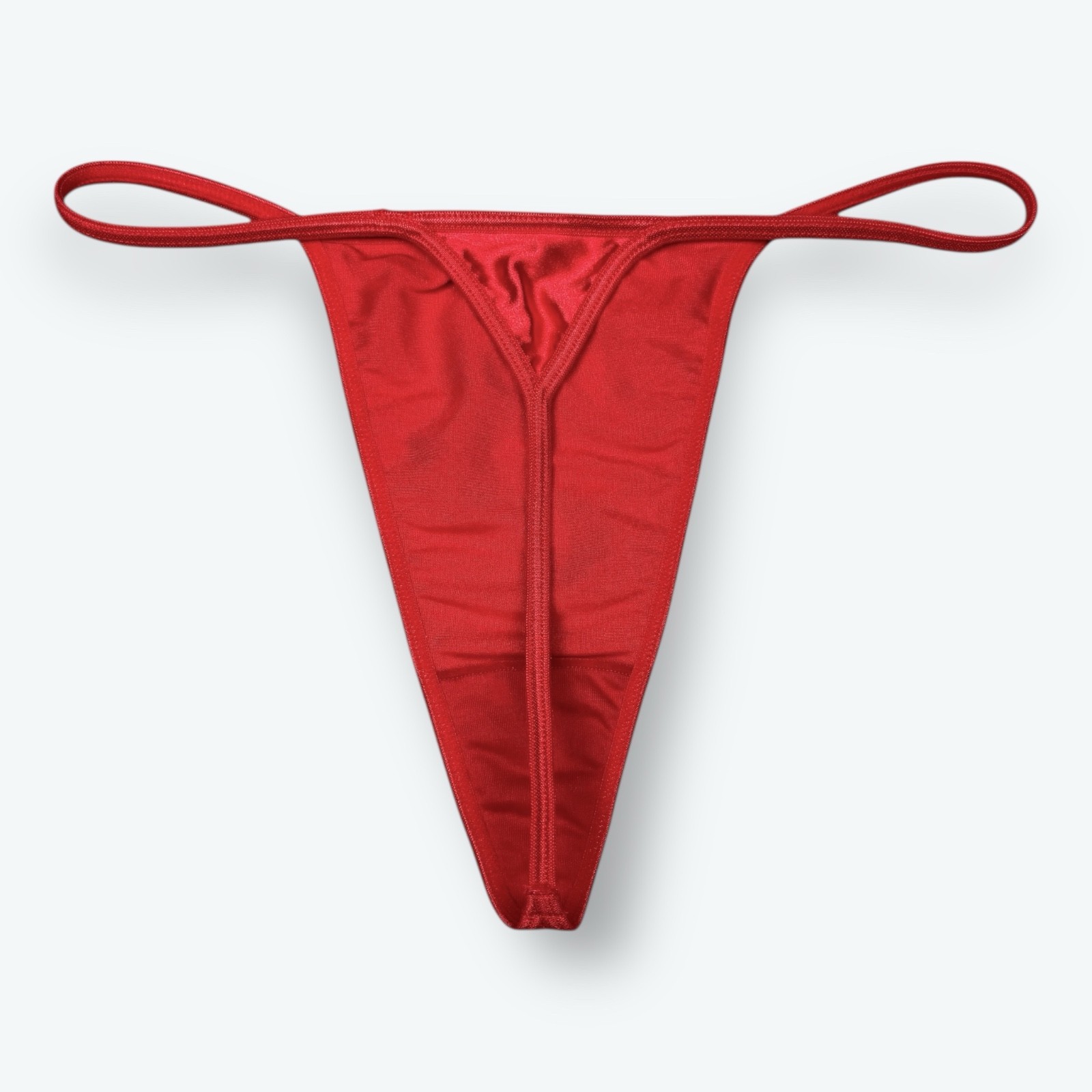Satin V-String Hi-Cut Thong Red S