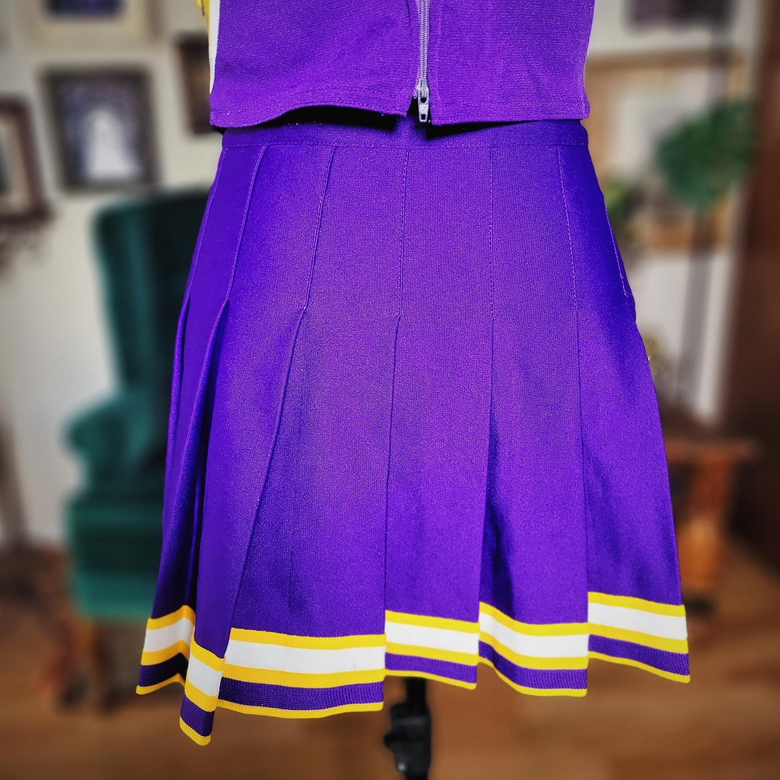 Elite Cheerleader Skirt Set PC School Vintage 1990s Purple Gold Cheer Uniform XS