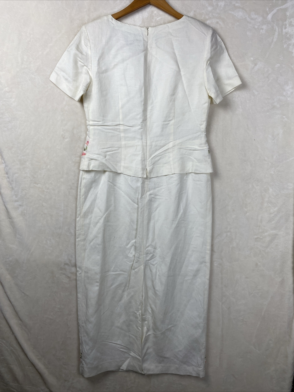 Positive Attitude Maxi Dress Womens 10 Embroidery Floral Short Sleeve Linen Blen
