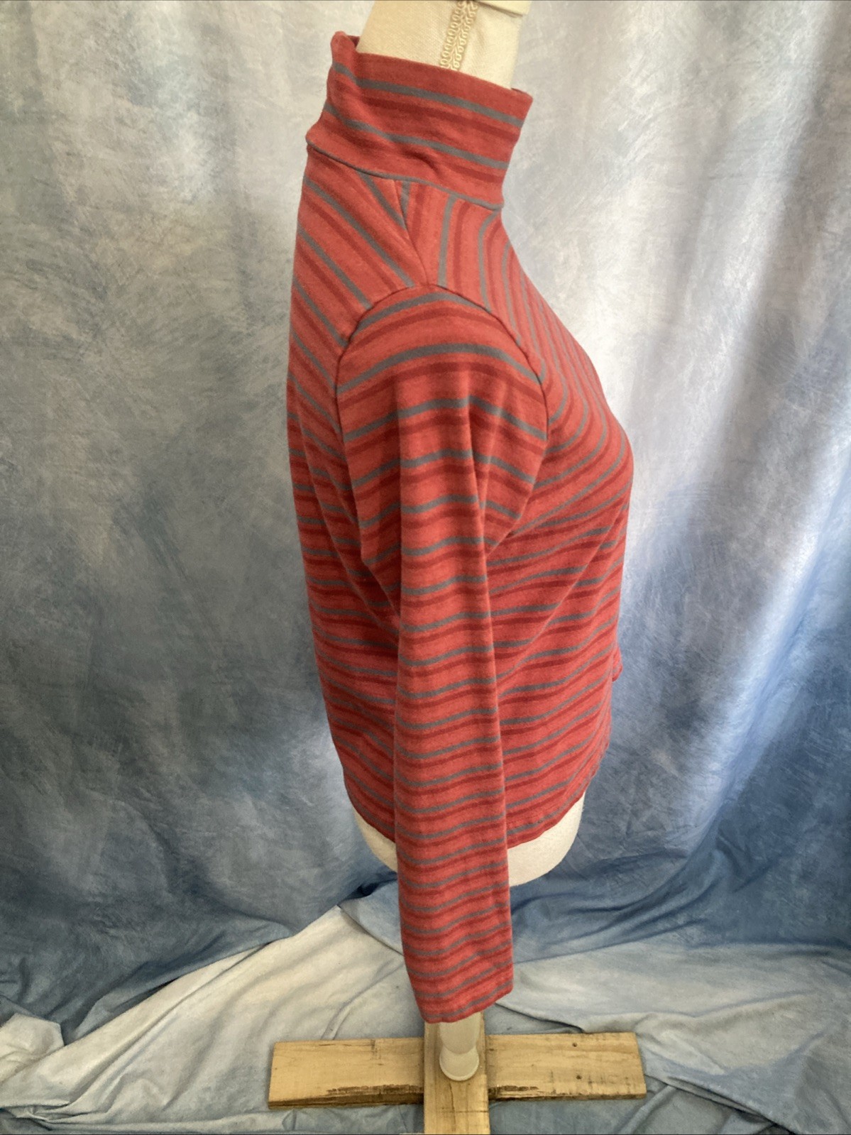 Vtg 90s Y2K Woolrich Striped Mock Neck Turtleneck Shirt Rosebud Grunge Cropped S