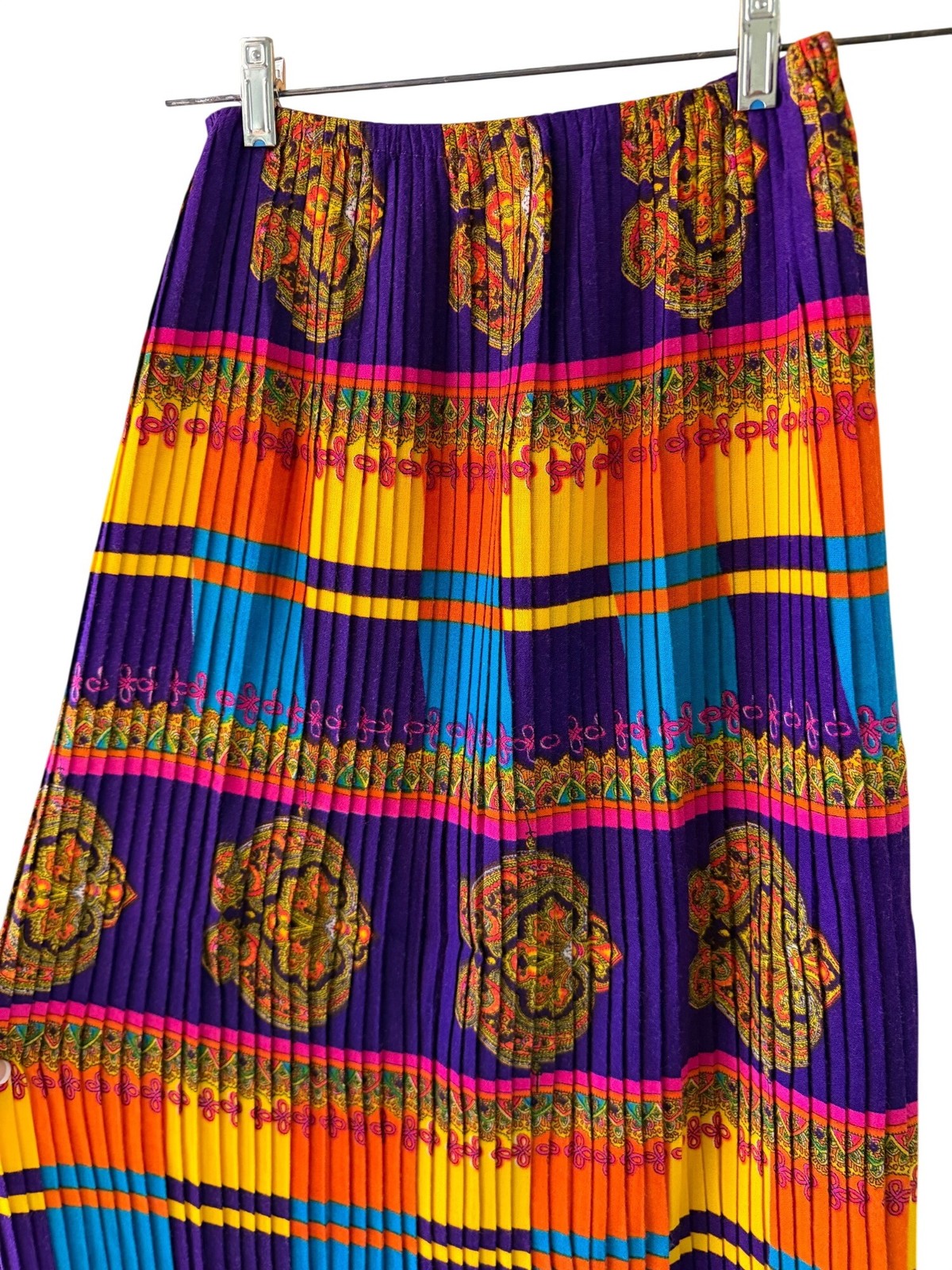 Rhapsody By Glazier Womens Accordion-pleated Maxi Skirt Size M Multicolor Vintag