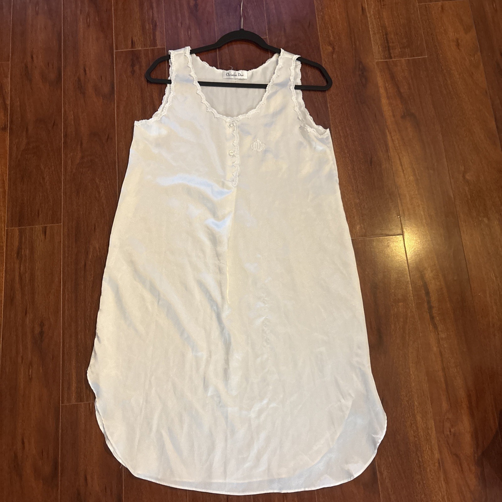 Christian Dior Satin Logo Night Gown Unknown Size Use Measurements *note