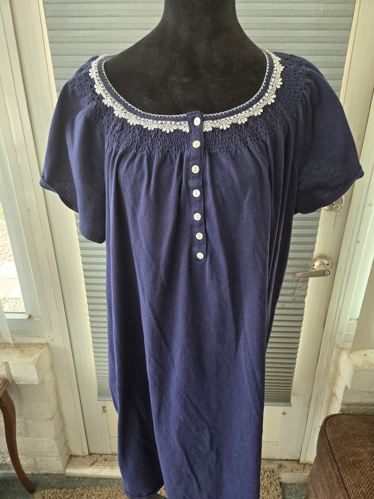 Vintage Aria Navy And White Nightgown Sz 3x