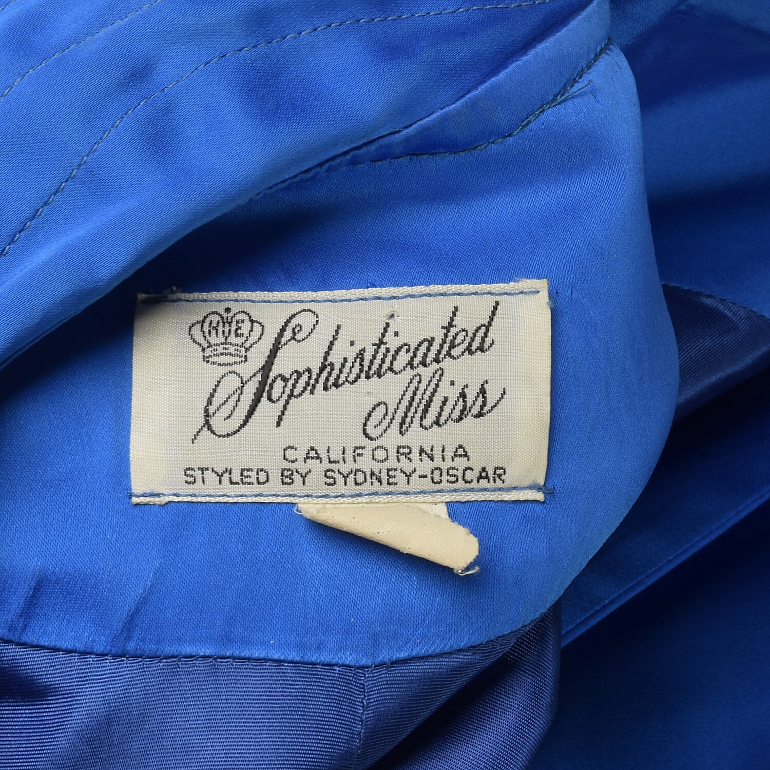 Small 1950s Clutch Coat Blue Satin Bracelet Batwing Sleeves Wide Collar VTG 50s