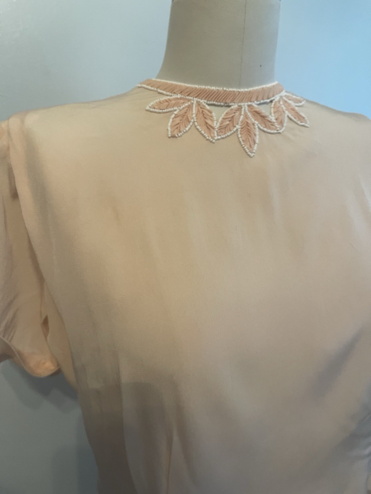 Petal Pink Late 1940s 40s Early 1950s 50s Rayon Blouse M L