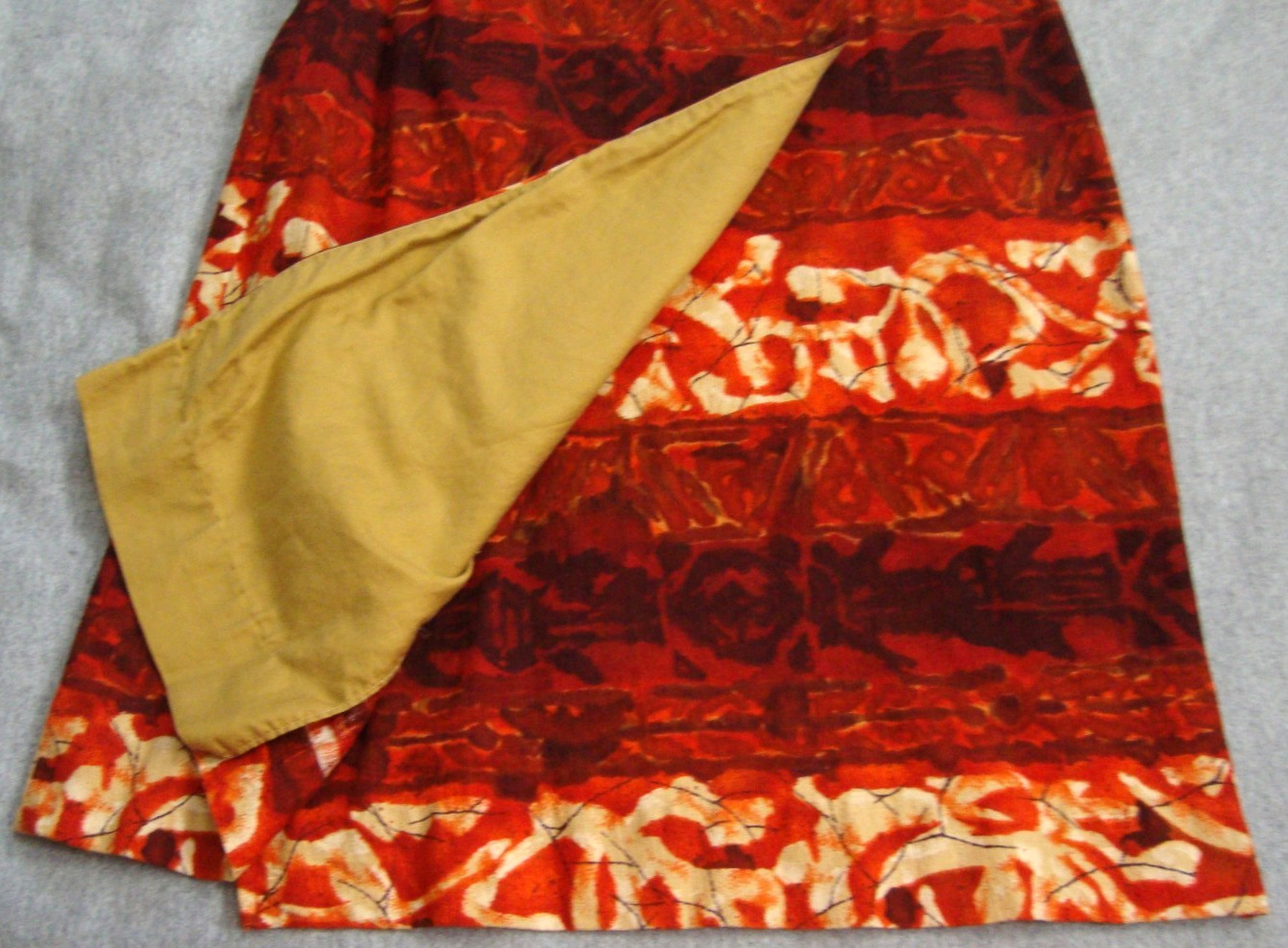 Kiyomi of Hawaii S Vintage 60s DRESS Orange Barkcloth Wraparound Shift Tiki