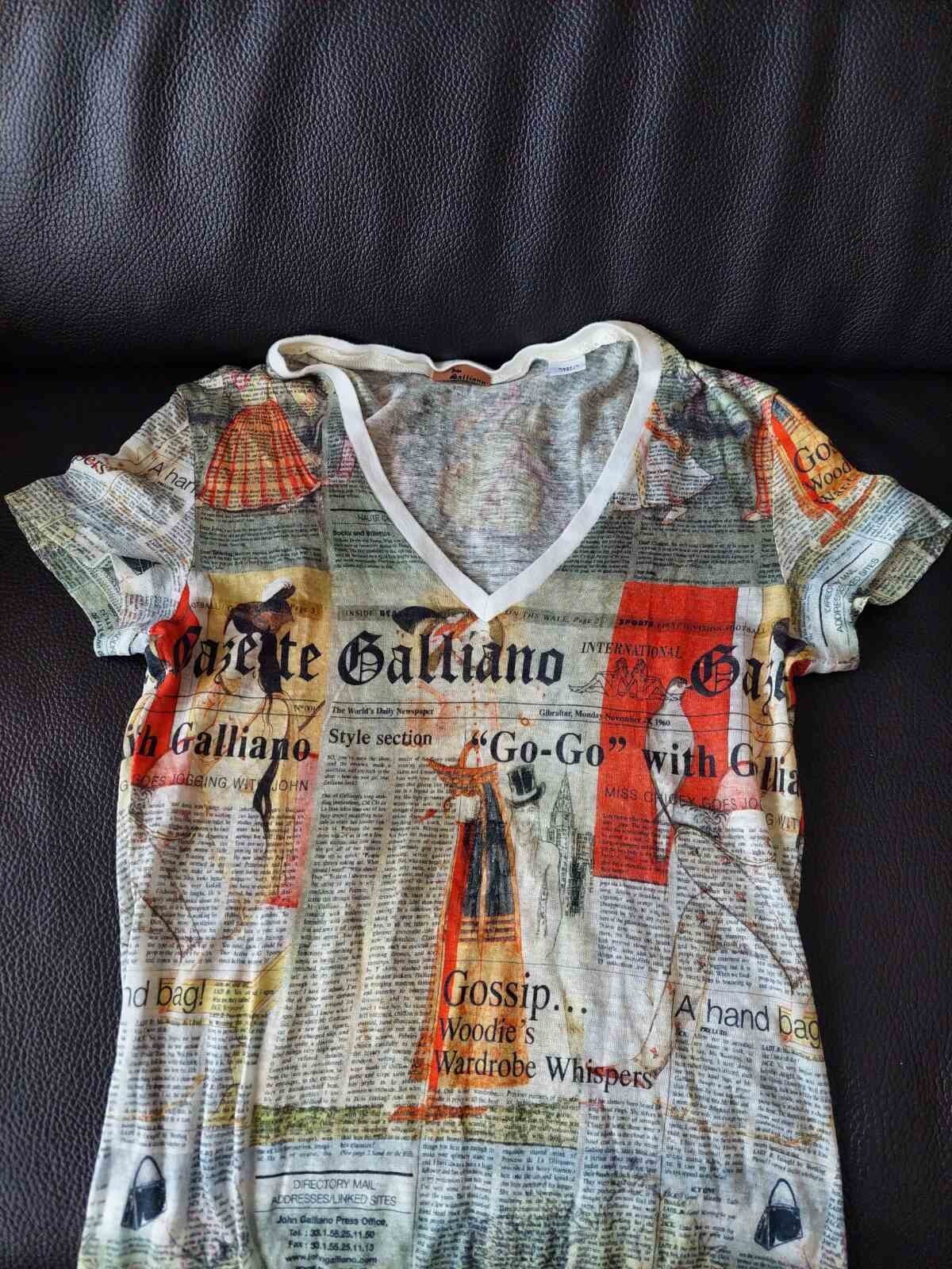 Vintage John Galliano Newspaper T-shirt | 100% Linen | Iconic Design