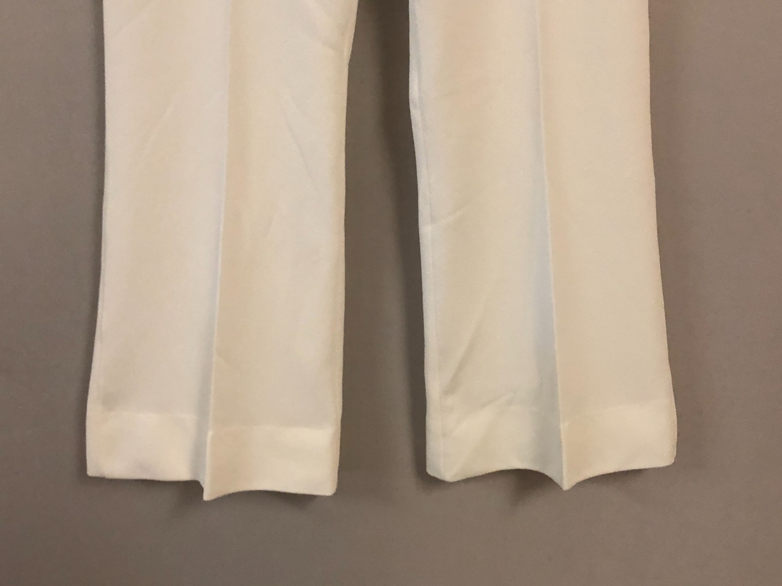 VTG 70s Le Voy’s White Textured Polyester Flare Bell Bottom Pants Sz 10