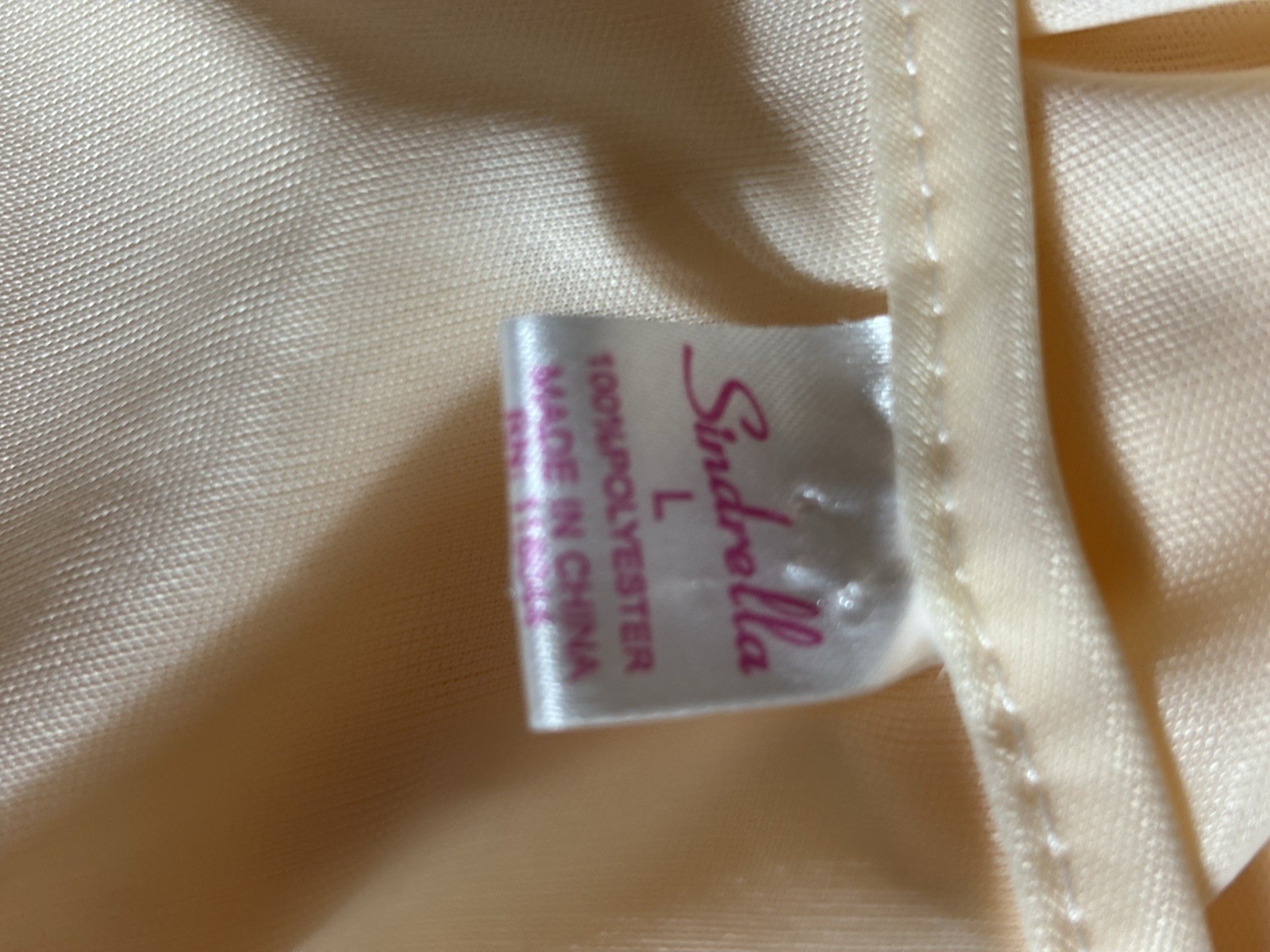 Vtg Satin Soft CreamSickle Shiny Silver Sequins Gown Sheer Long Dress Nightgown