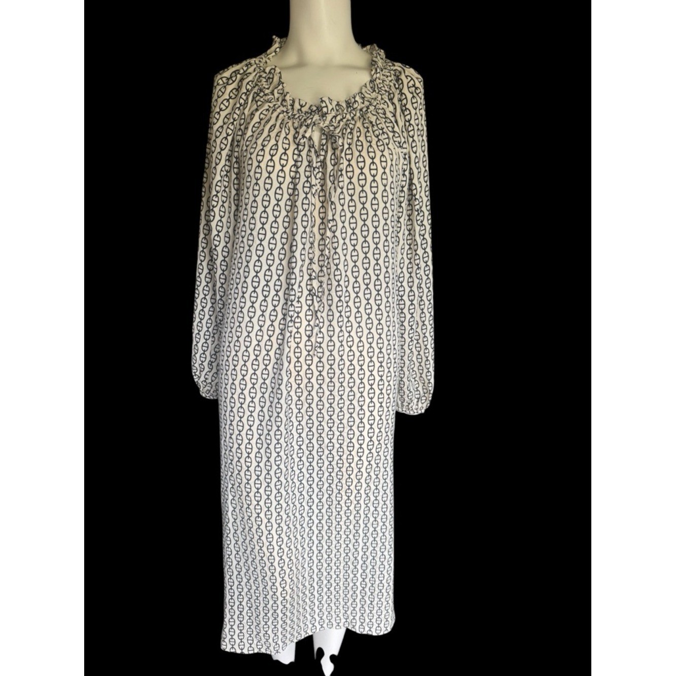J. Crew Ruffleneck midi dress in vintage links print New with Tags No Waist Tie