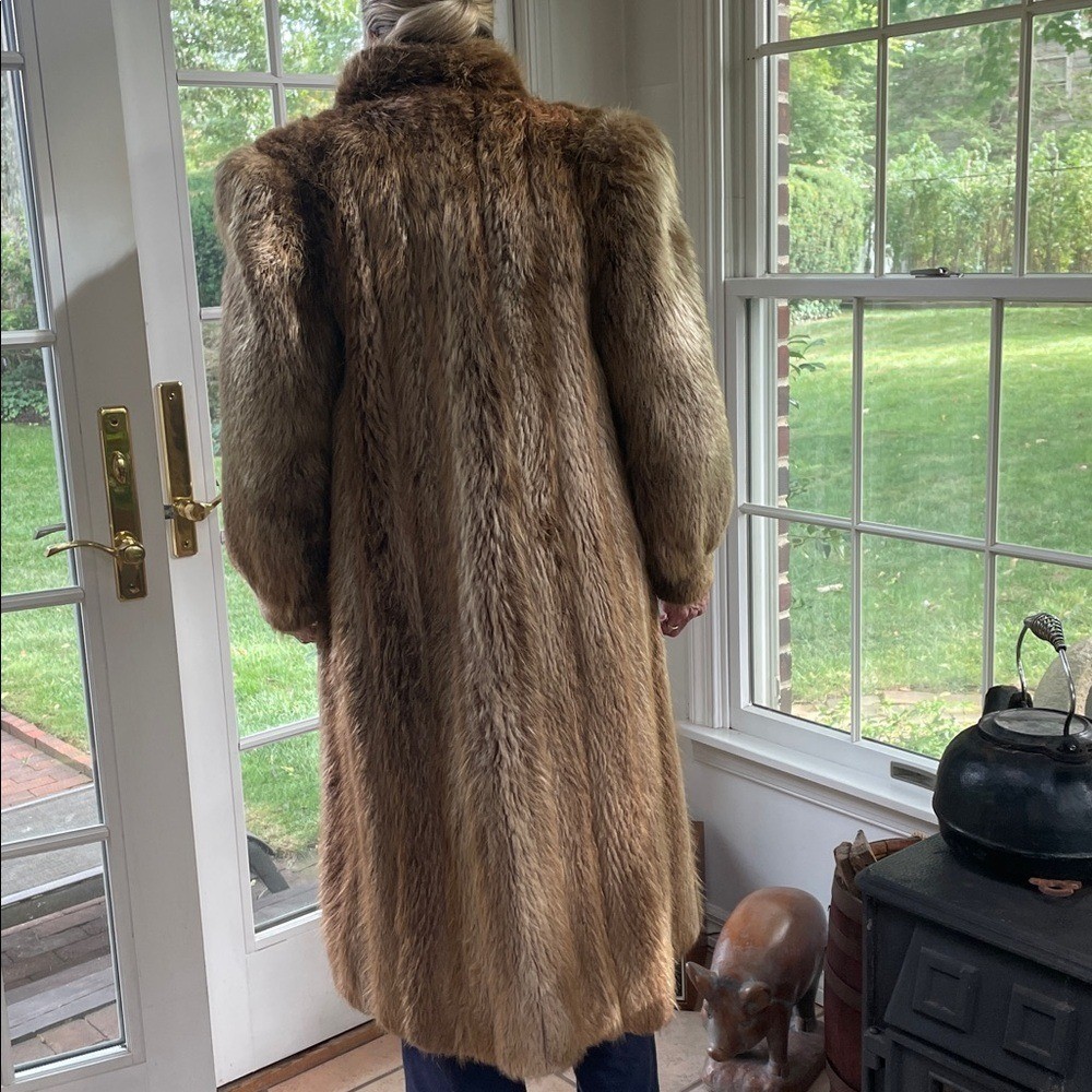 Davellin New York Vintage 1980s Raccoon Fur Brown Tan Jacket Medium Large