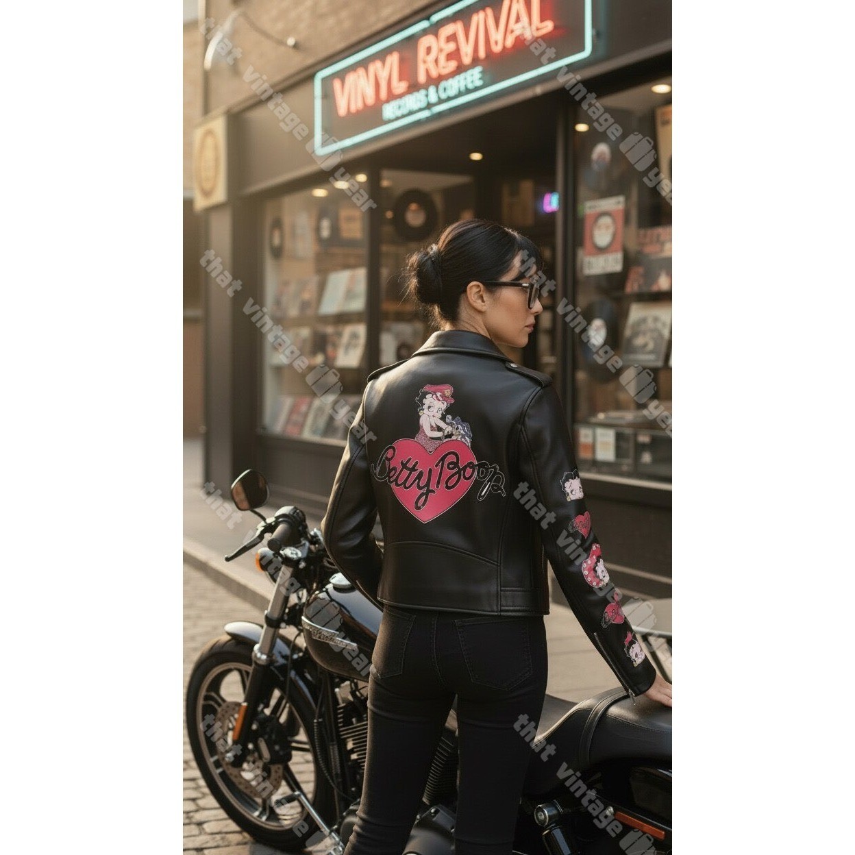 Dolls Kill Betty Boop Moto Faux Leather Jacket „A Little Ditty”, Large