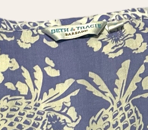 Beth & Tracie Barbados Luxury Resort Wear Glam Vintage 90s Top Floral Size L