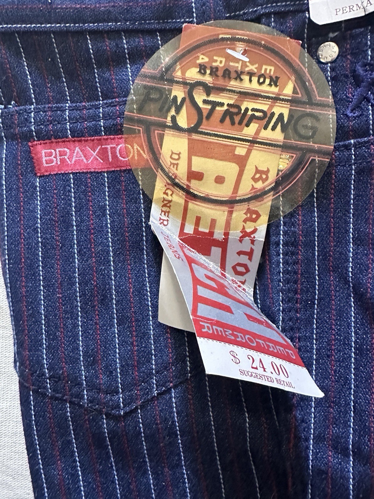 Braxton 1980s High Waisted Pinstriped Jeans New With Tags Rare Designer Denim
