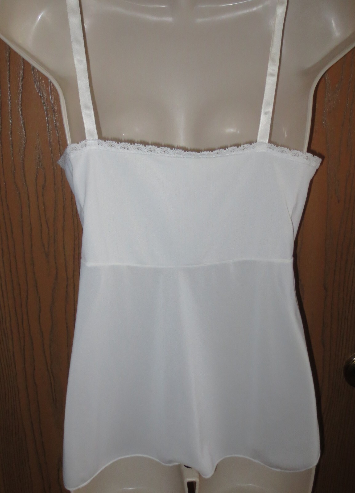 SHADOWLINE IVORY 1/2″ LACE satiny nylon camisole slip sz 34 M SWEET